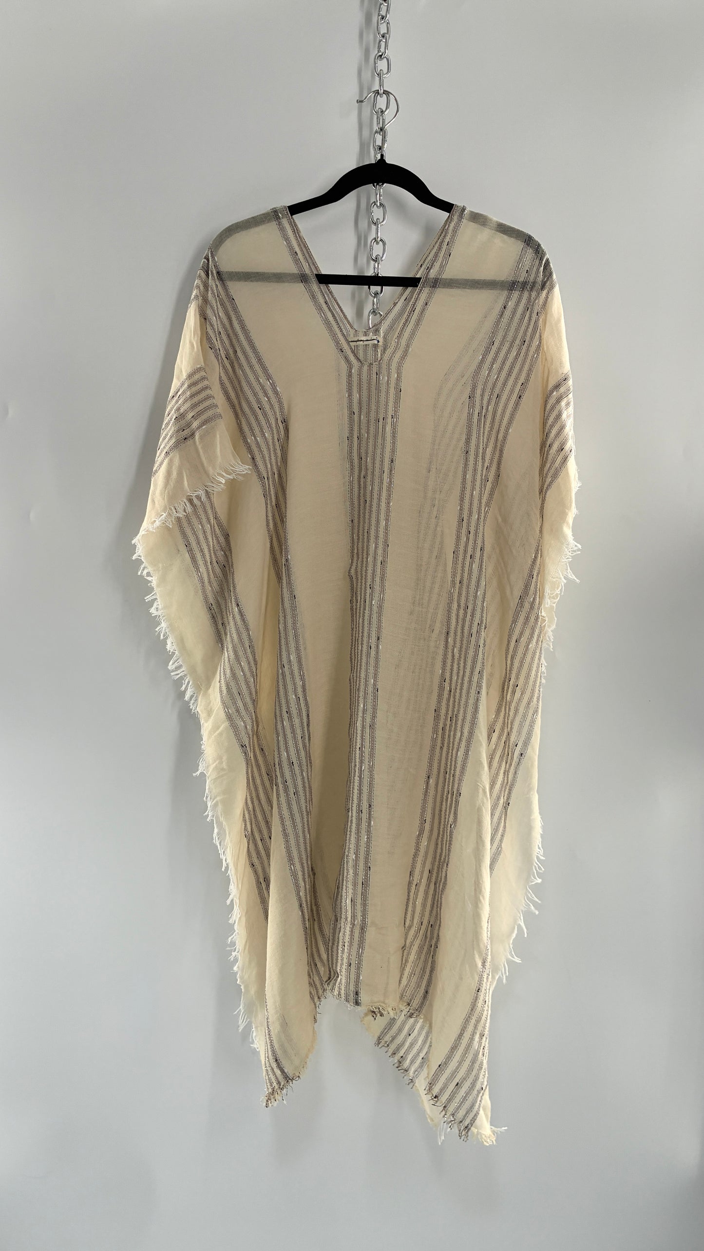 Anthropologie Do Everything in Love Tunic Sweeping Cape/Cover Up with Silver Tinsel (One Size)