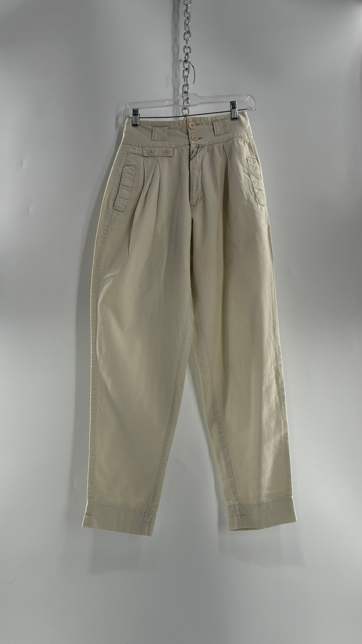 Vintage 1980s JORDACHE Off White High Waisted Pleated Waist Trouser Pant (9/10)
