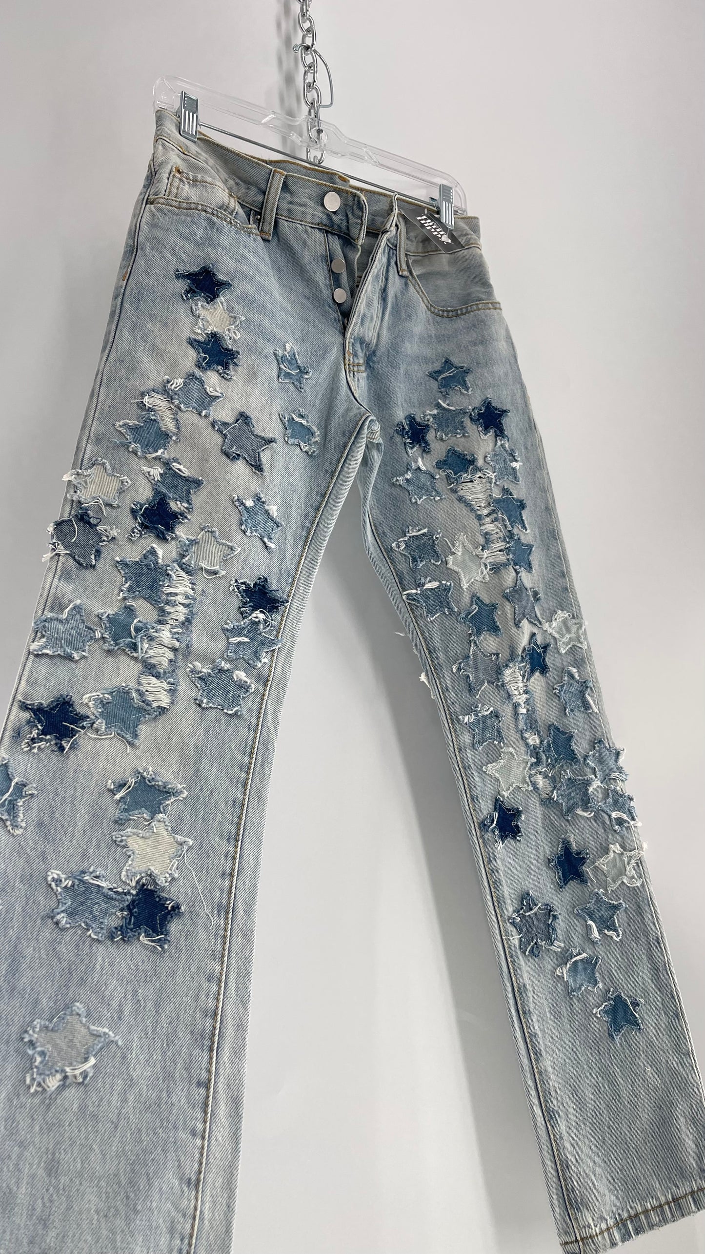 mnml Light Wash Jeans with Mixed Tone Jean Stars (28)