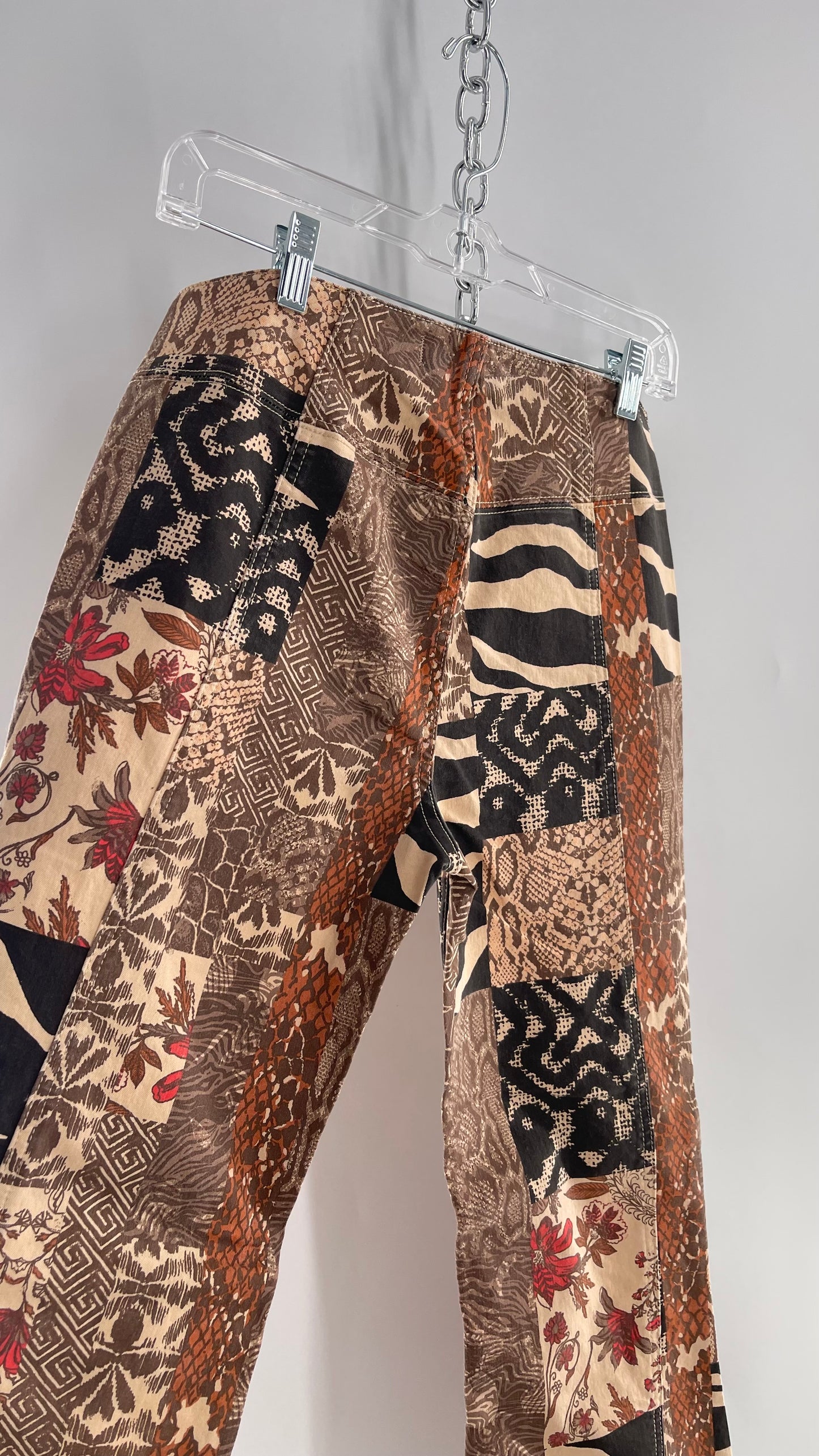 Animal Print Patchwork Graphic Low Waisted Kickflares Free People We The Free (30)