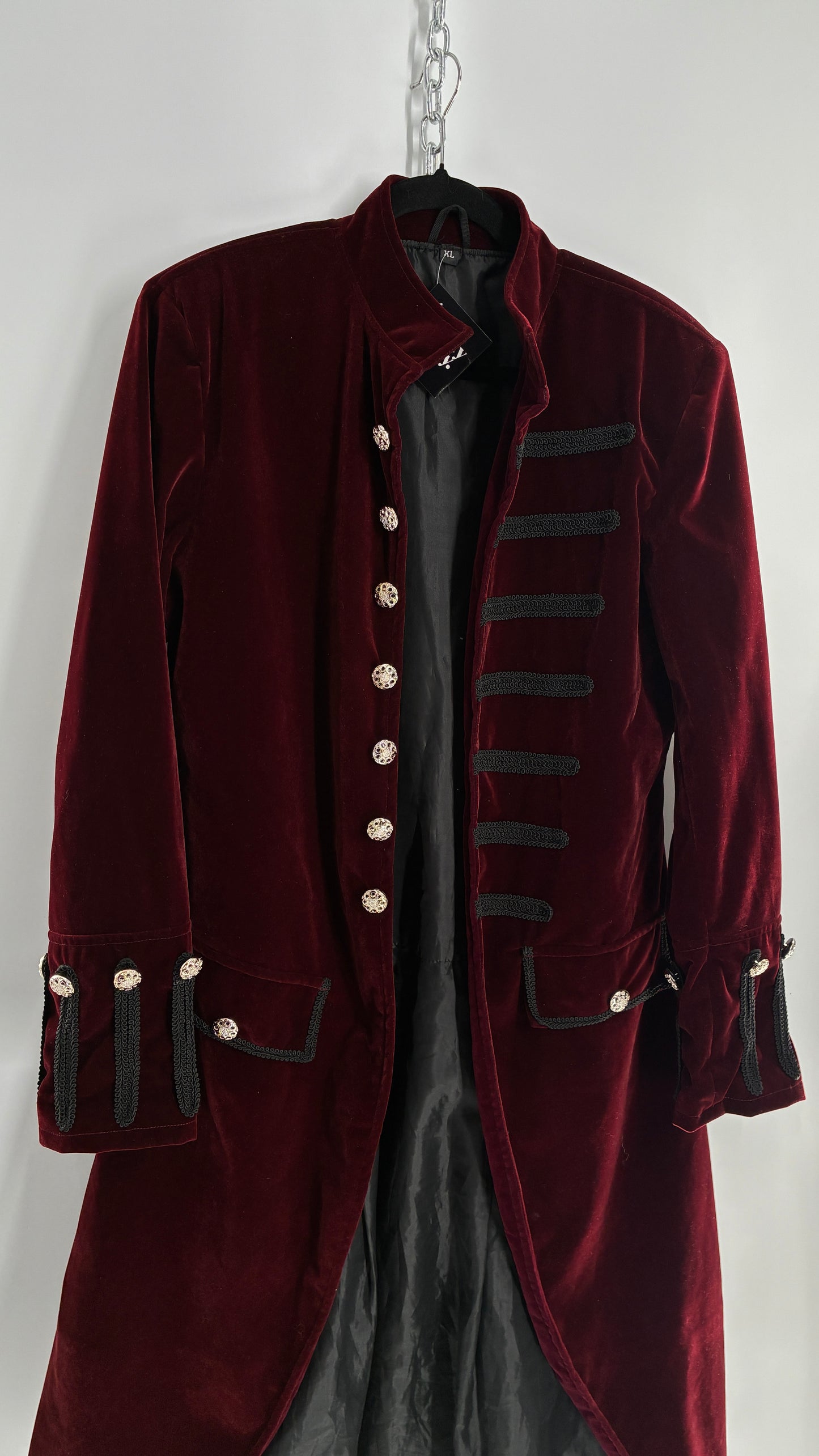 Velour Crimson Steampunk Drummer Coat (XL)