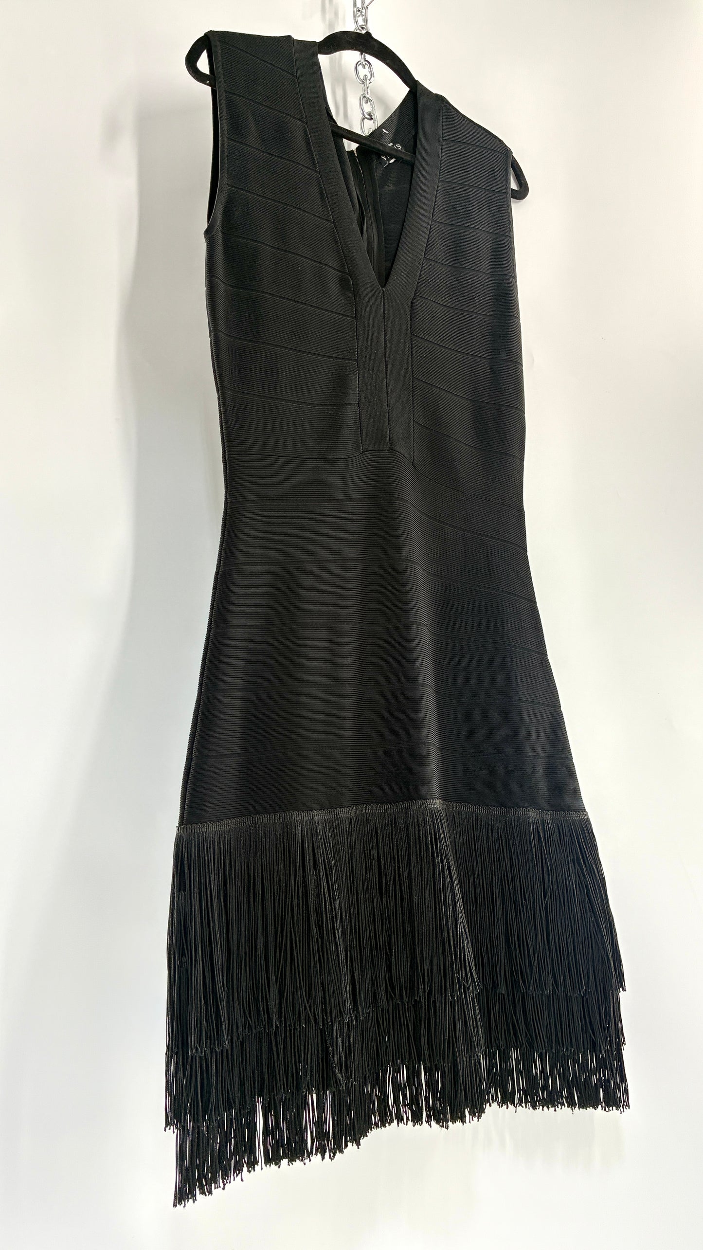 Vintage VENUS Black Bandage Mini Dress with Triple Layer Fringe Hem (10)