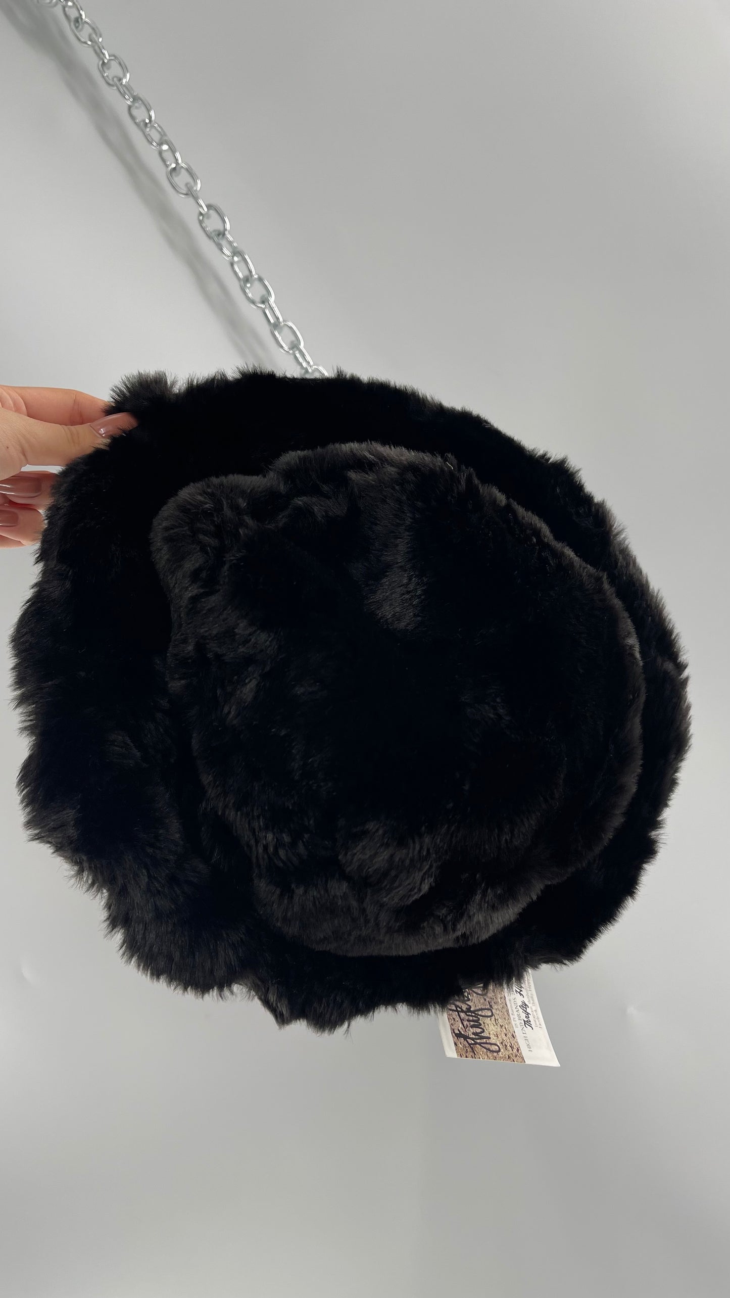 Vintage Black Fluffy Furry Reversible Bucket Hat