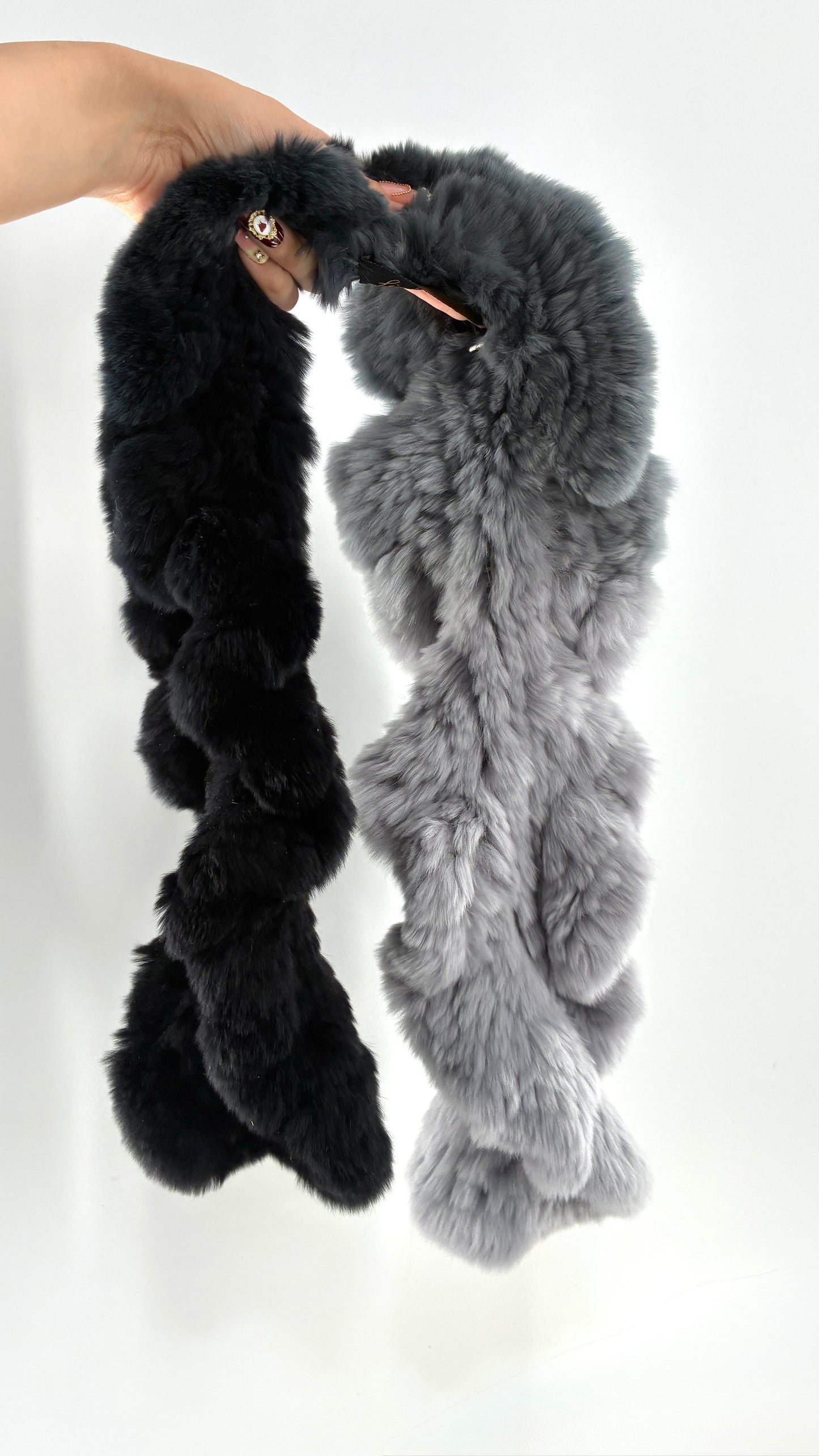 Vintage LINDA RICHARDS LUXURY Genuine Rabbit Fur Gradient Gray to Black Scarf