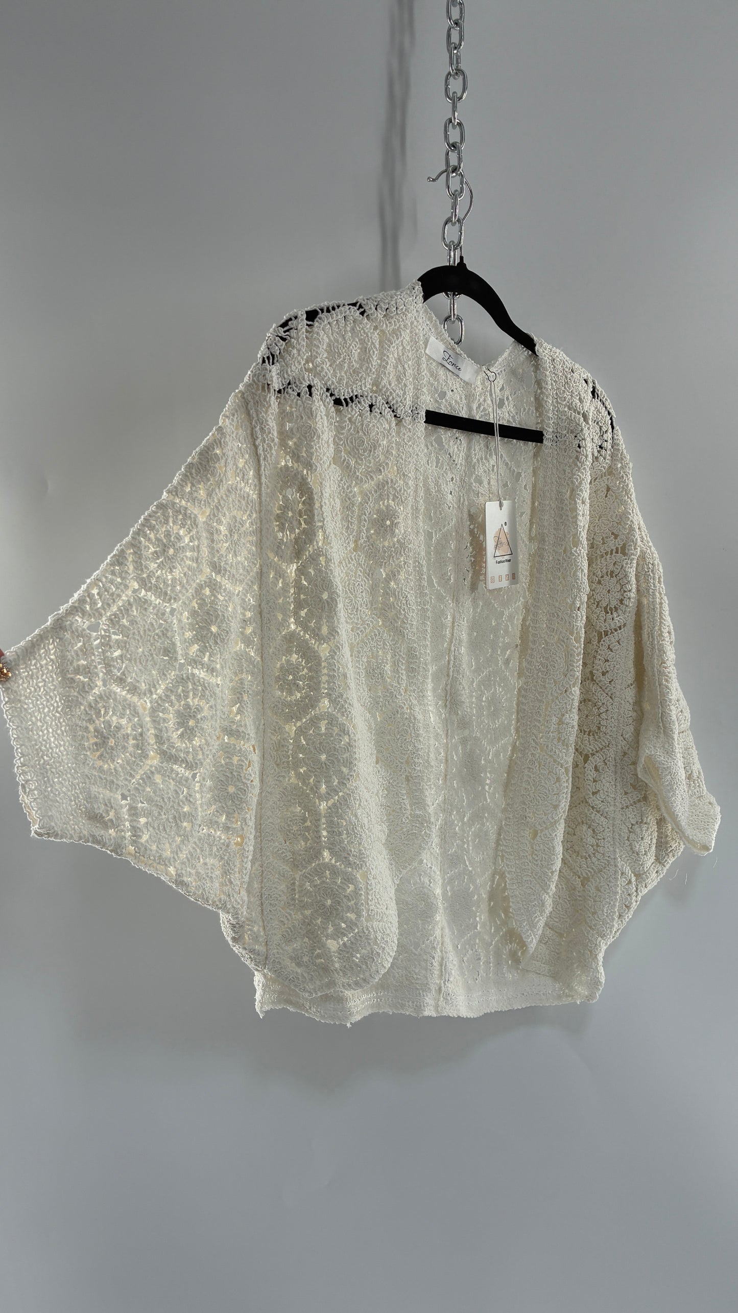 Imported White Crochet Cape from Portugal with Tags Attached