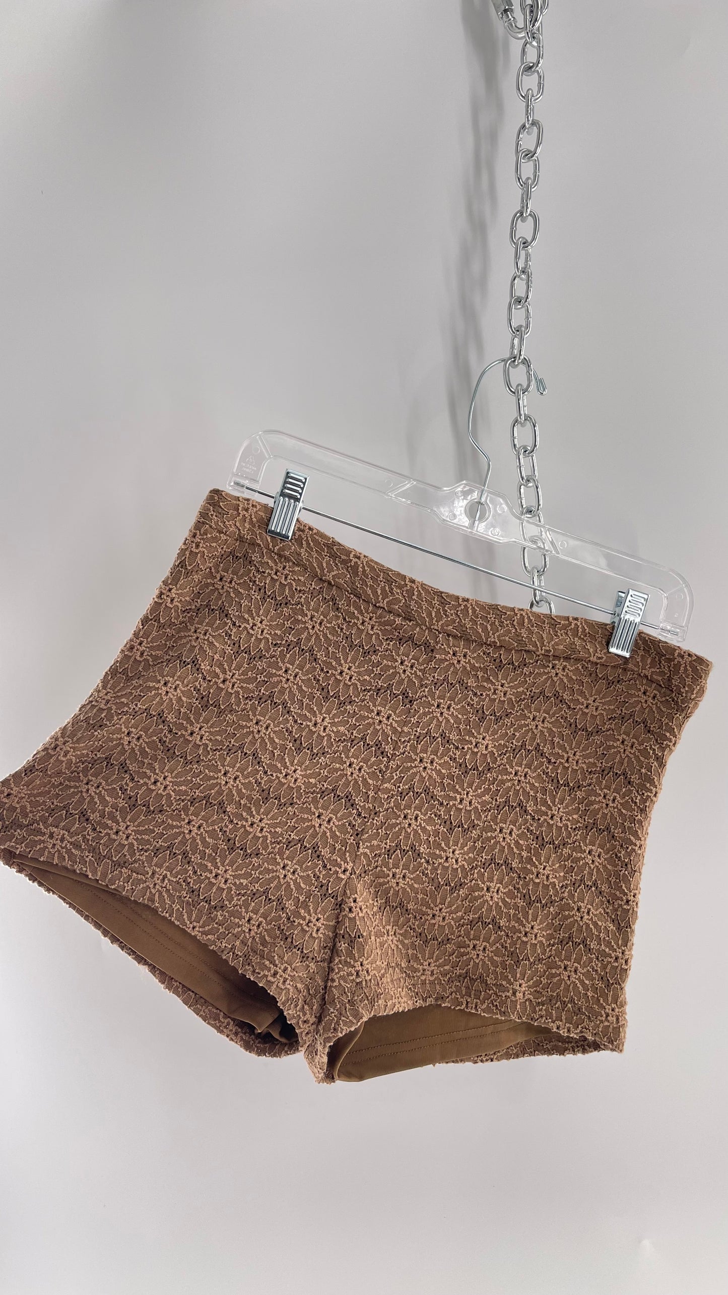 Free People Brown Floral Lace Shorts (6)