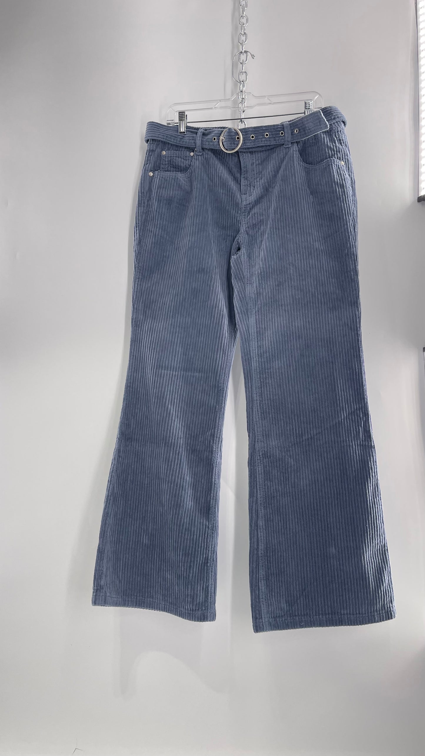 MILK IT Recycled Powder Blue Corduroy Low Waist Grommet Buckle Folk Jean with Tags Attached (16)