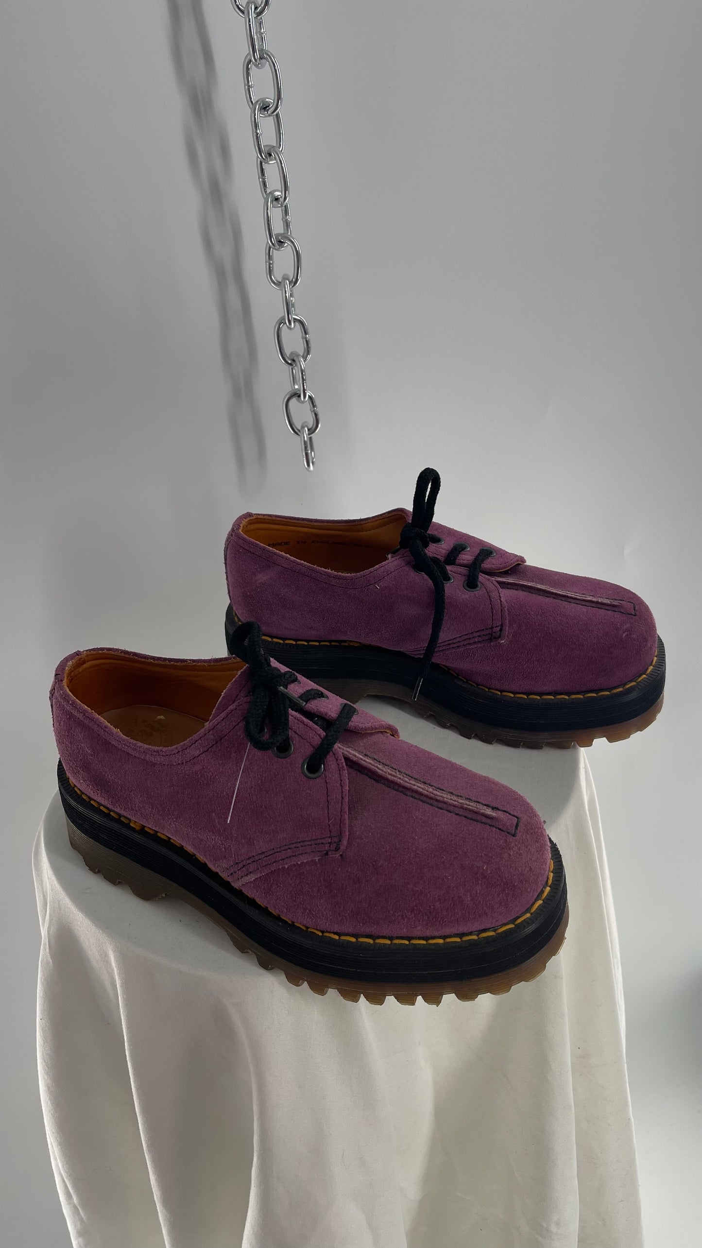 SUPER RARE Vintage Dr. Martens Platform Purple/Mauve Suede Leather Oxfords (3)