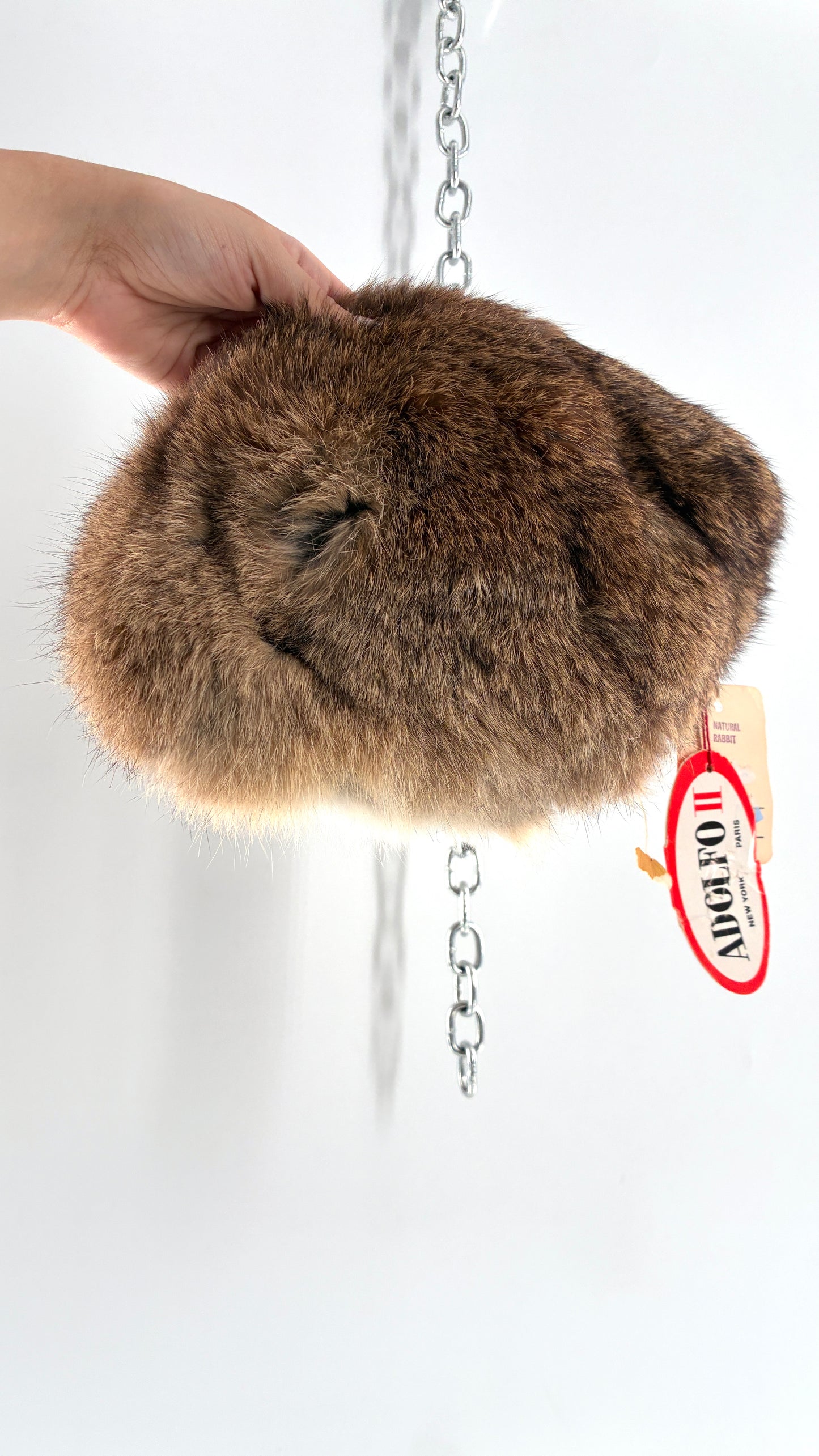 Deadstock Vintage 1960s ADOLFO II New York Paris Genuine Rabbit Fur Capulet Hat