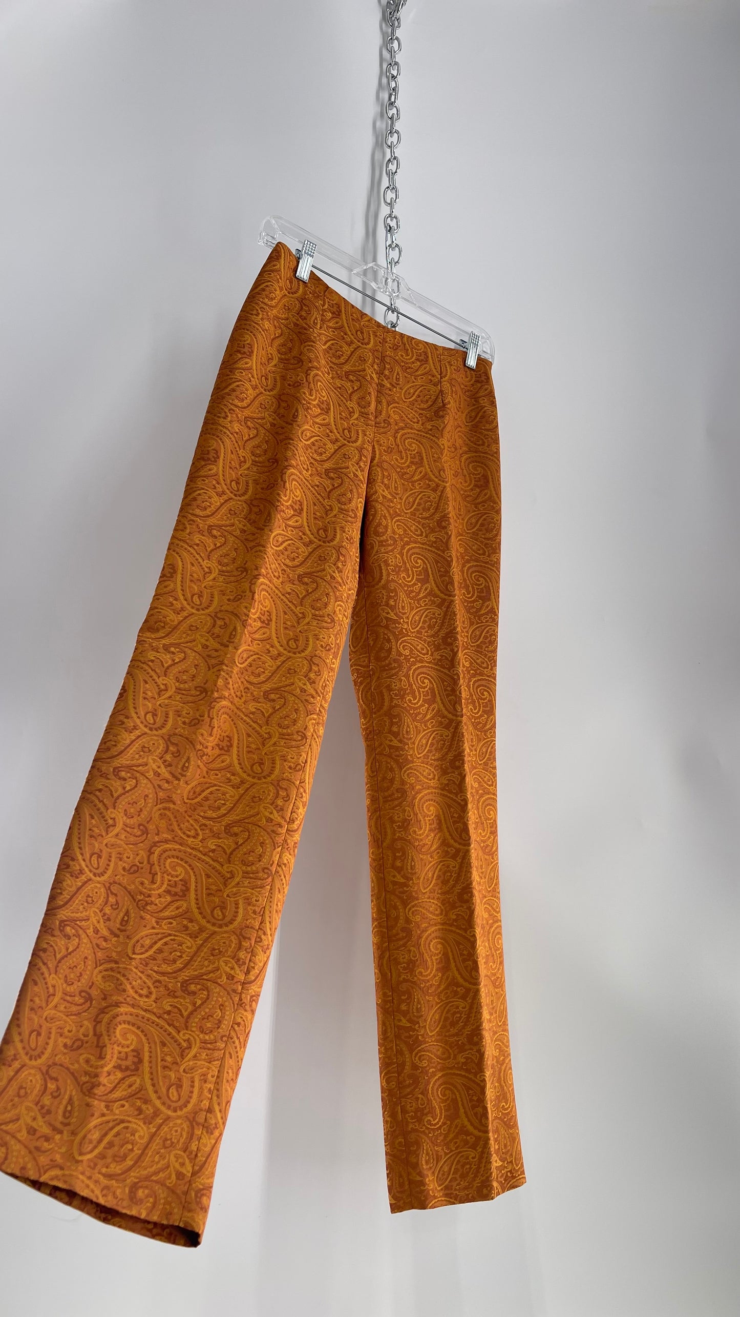 Peserico Italian Vintage Gold/Mustard Orange Paisley Patterned 56% Acetate Trouser (40)