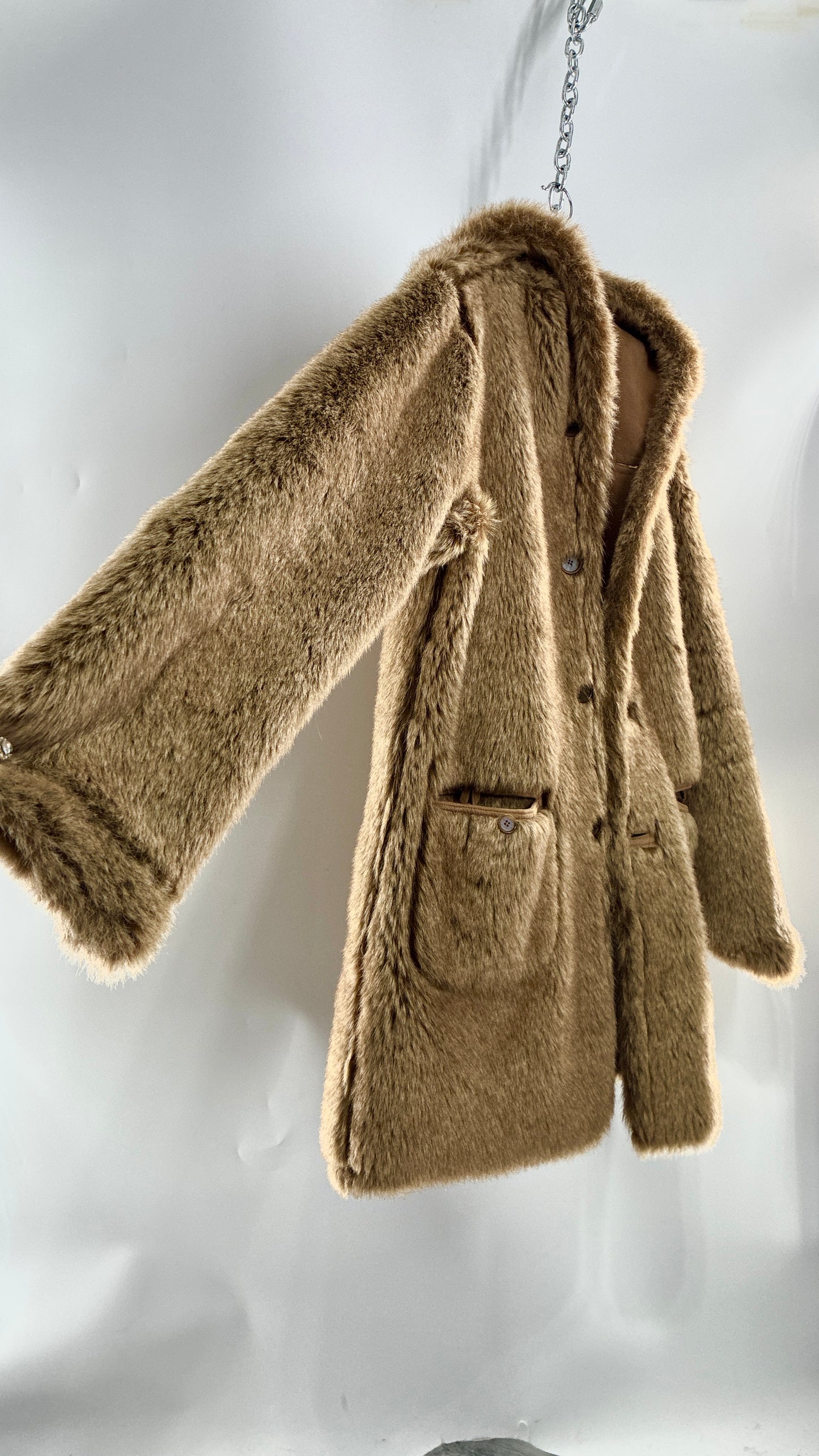 Vintage JONES NEW YORK Reversible Fur and Vegan Suede Coat (Small)