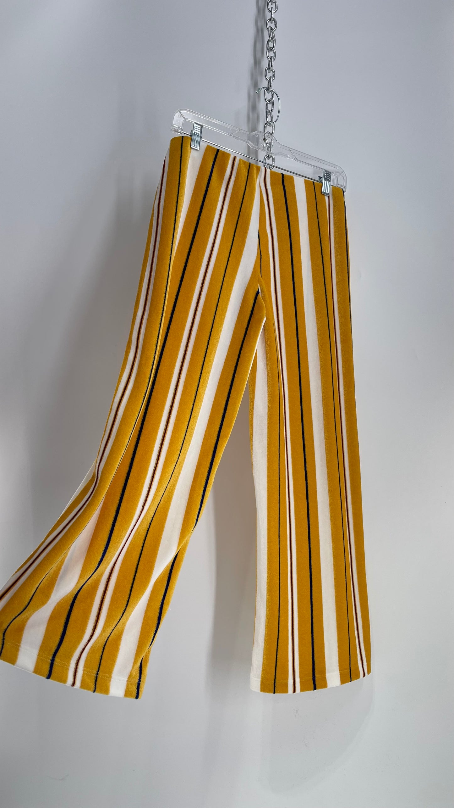 Urban Outfitters Striped Yellow Low Rise Cropped Towel Pant (Small)