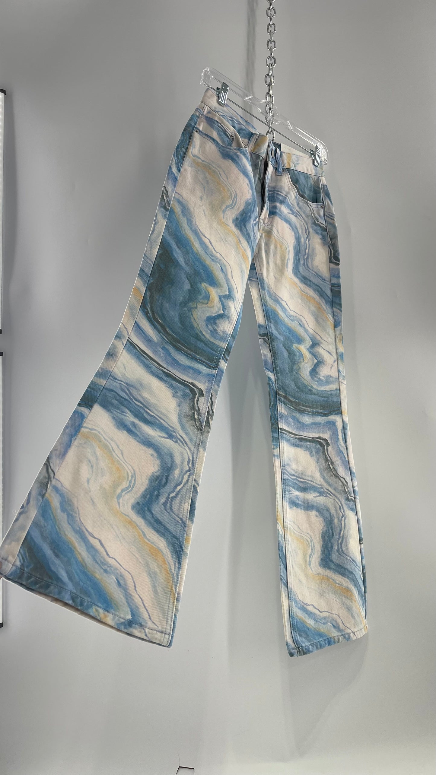 BDG Geode Graphic Blue Kickflares with Tags Attached (25)