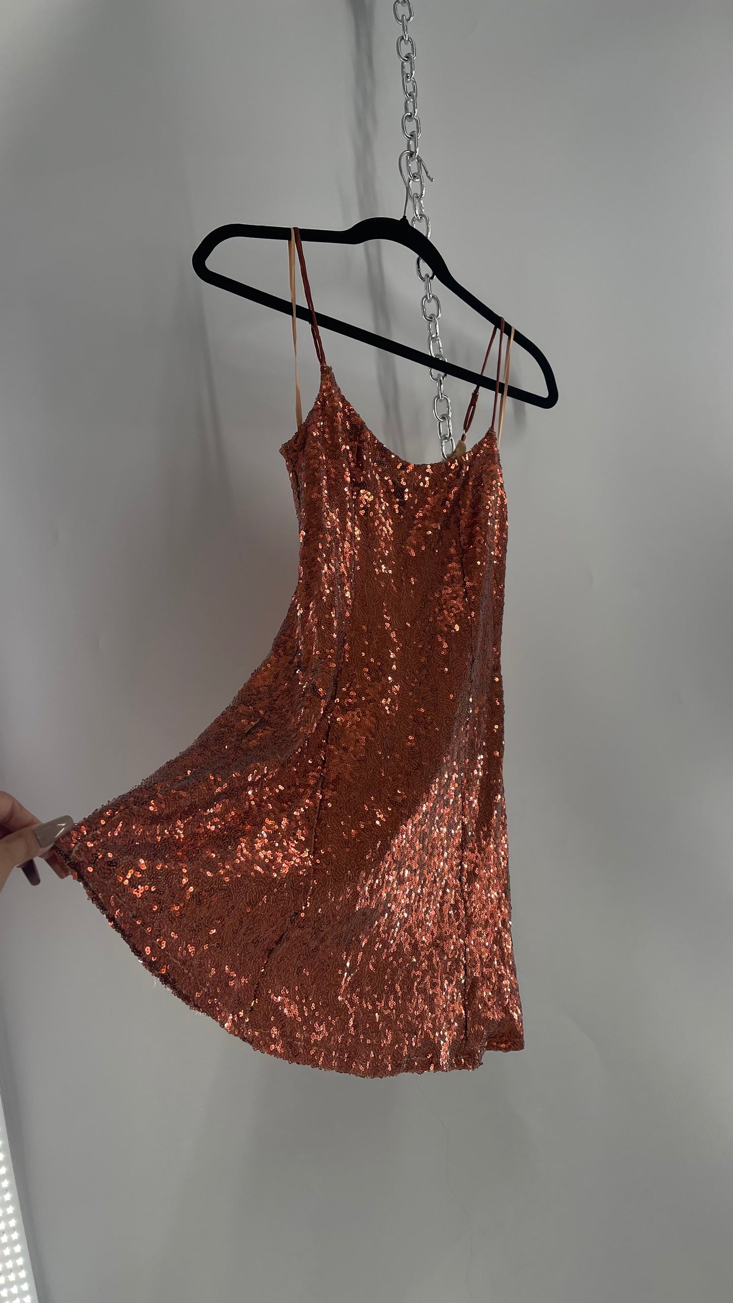 Urban Outfitters Bronze Sequin Slip (Small)