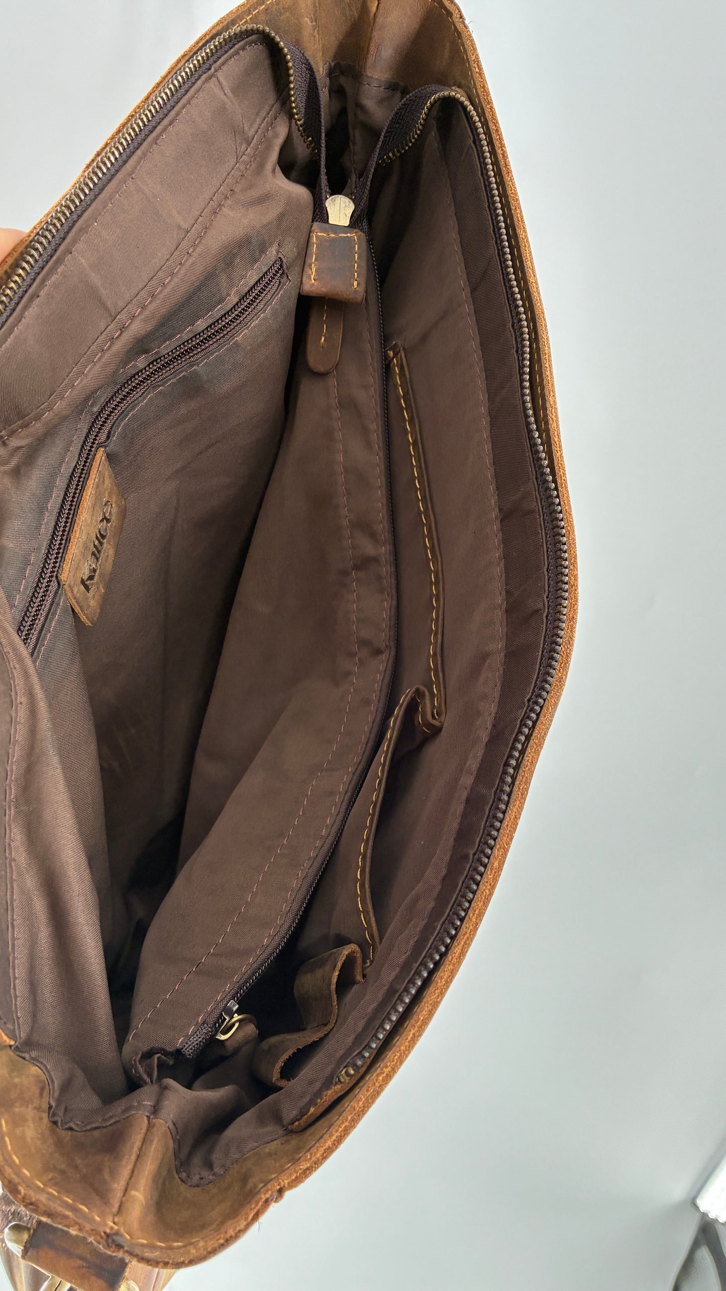 KATTEE Heavy Duty, Thick Genuine Leather Briefcase School Satchel Messenger Bag