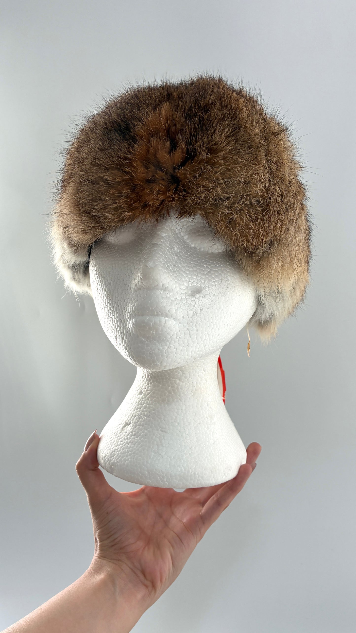 Deadstock Vintage 1960s ADOLFO II New York Paris Genuine Rabbit Fur Capulet Hat