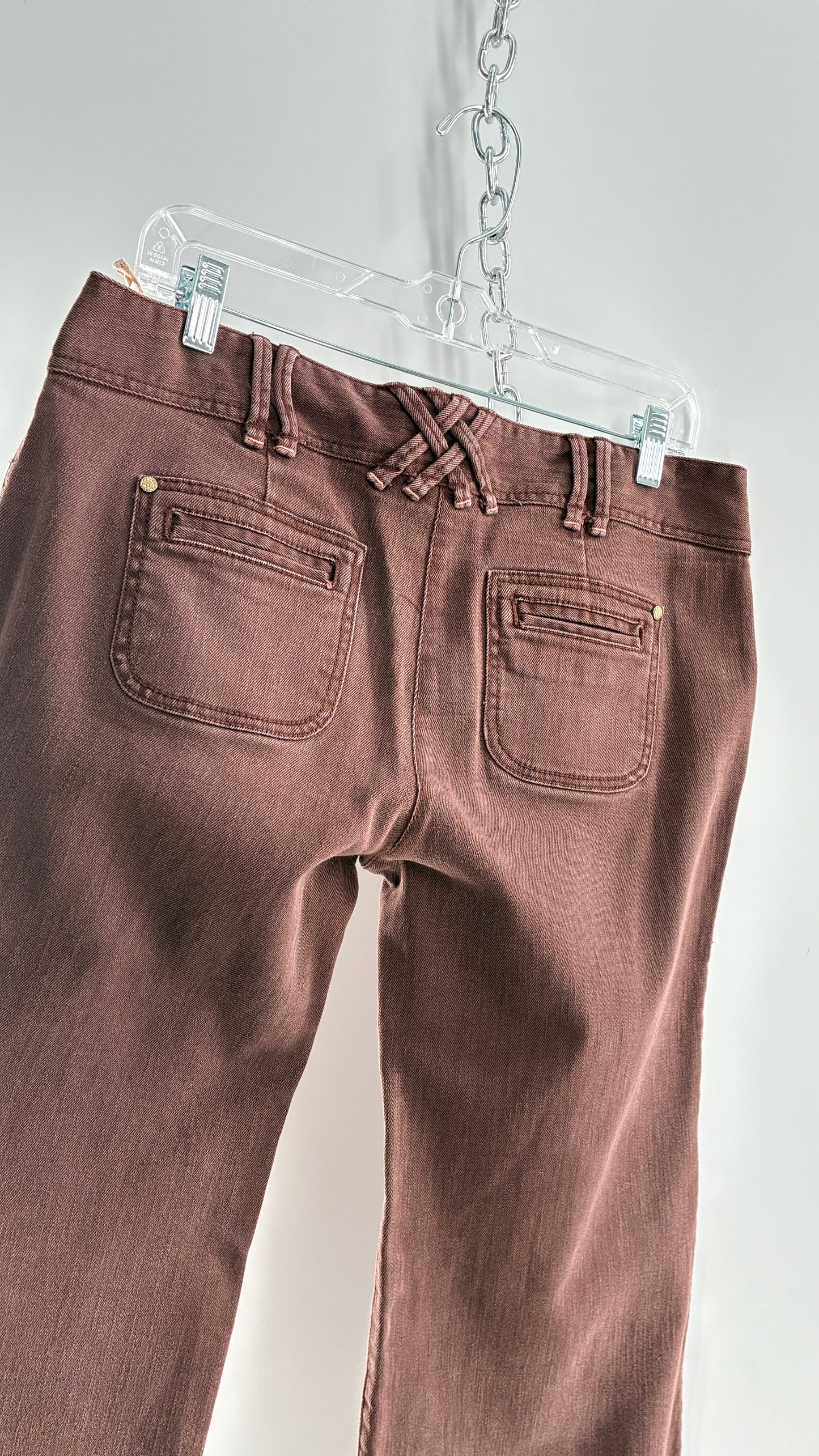 Vintage BICA CHEIA Brown Low Rise Wide Leg Jeans with Mini Pockets (32)