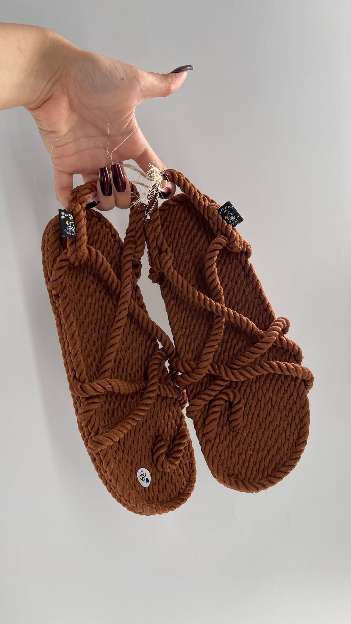 Nomadic State of Mind Free People Bronze/Burnt Orange Rope Sandals (38)