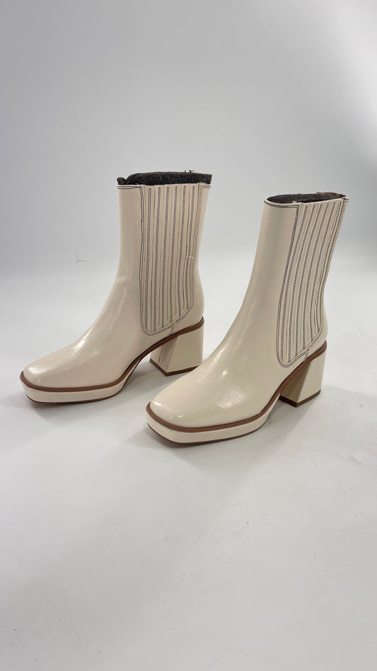 Urban Outfitters Off White Chunky Heel Booties (7)