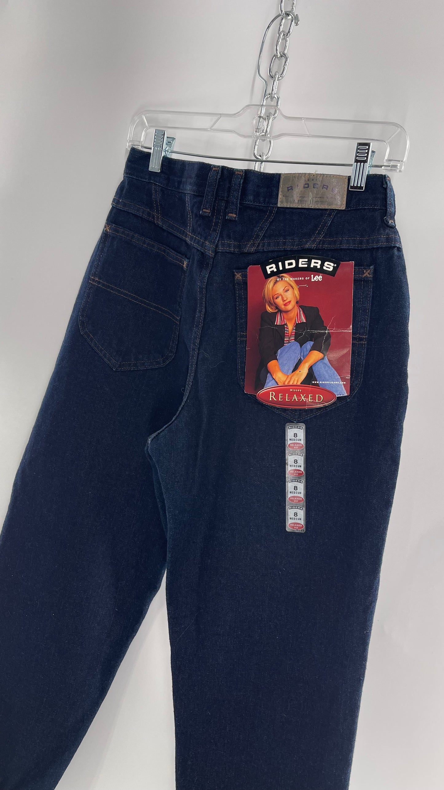 Deadstock Vintage Lee Riders High Waist Dark Wash Denim Mom Jean with Original Branding (8)