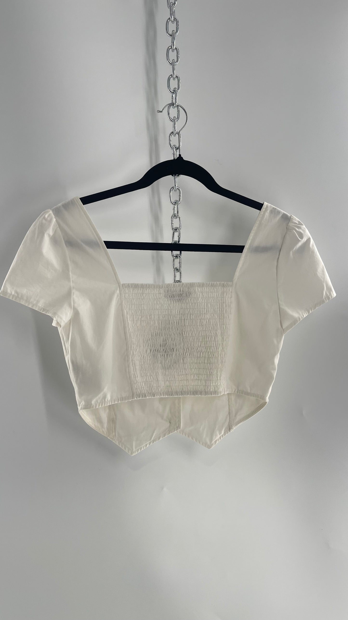 I.AM.GIA White Cropped Vest Top with Bubble Buttons (Small)