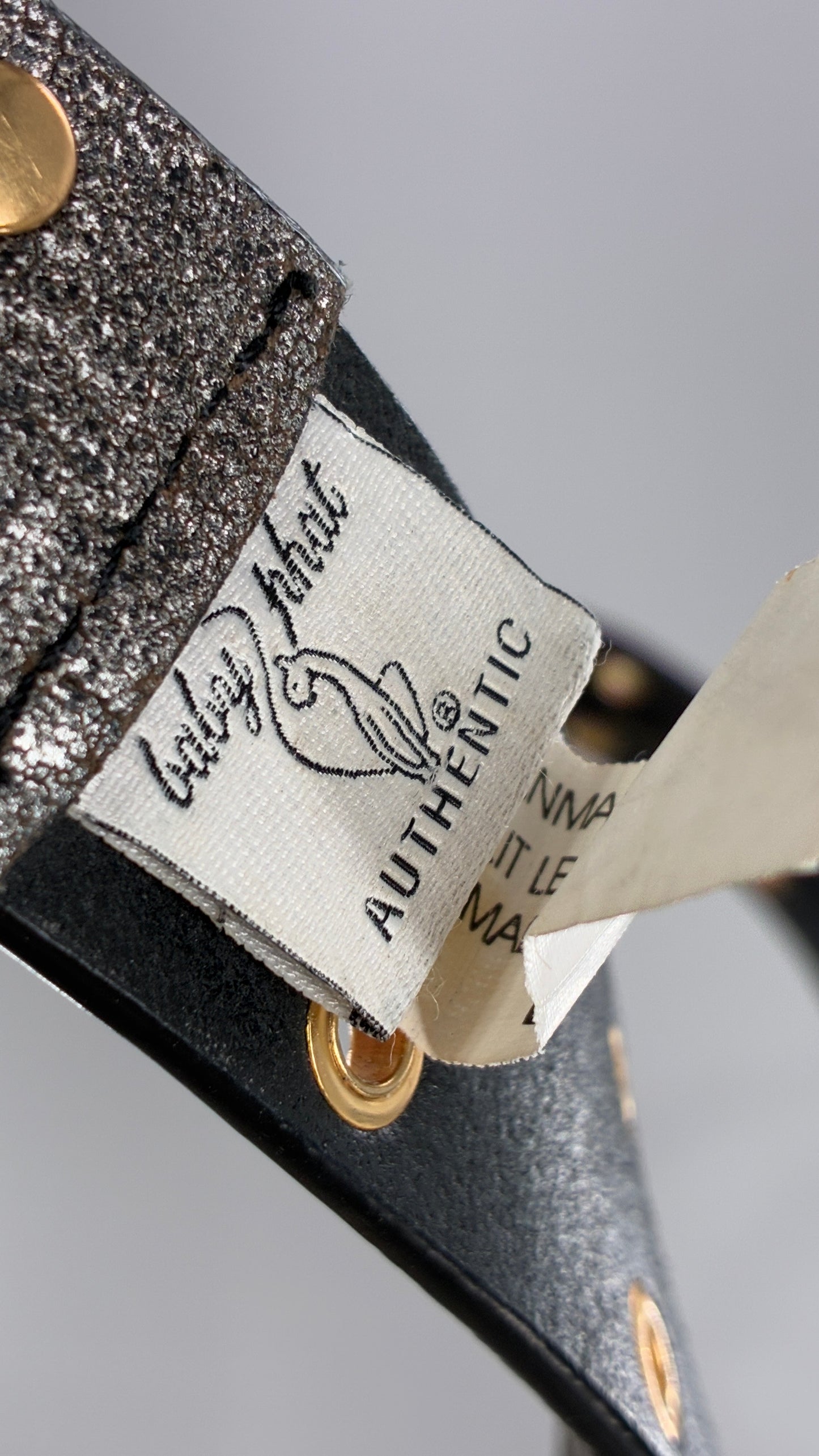 Vintage BABY PHAT Grey Belt with Iconic Gold Logo Buckle (Large)