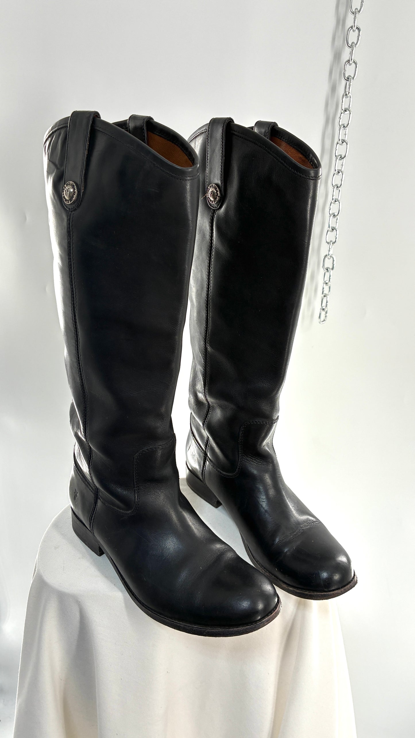 Vintage FRYE Melissa Tall Black Genuine Leather Boots Made in Mexico (8)