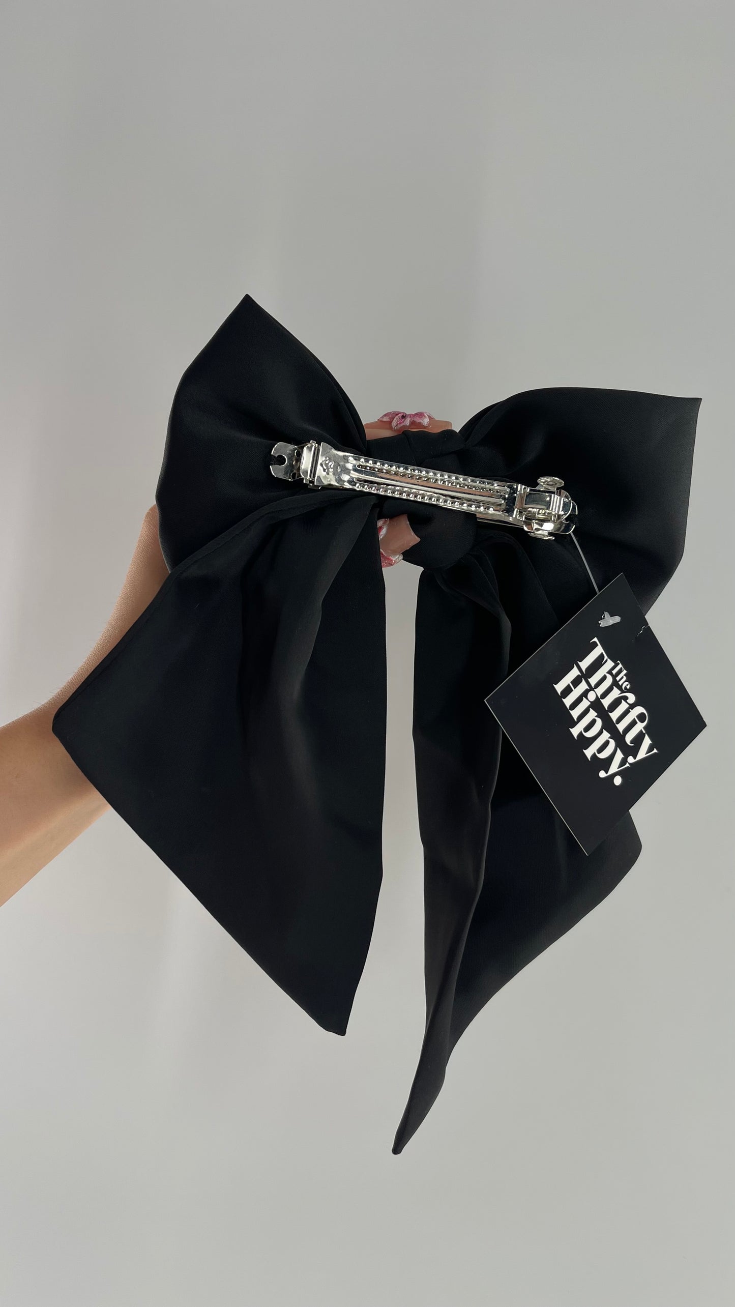 Oversized Black Satin Bow