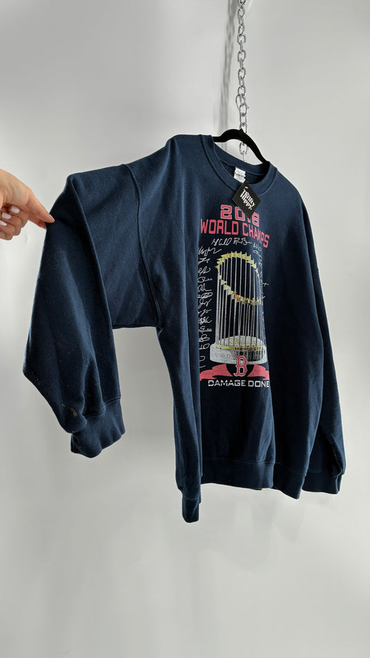 Boston Red Sox World Champs Navy Blue Crewneck Sweater  (XXL)