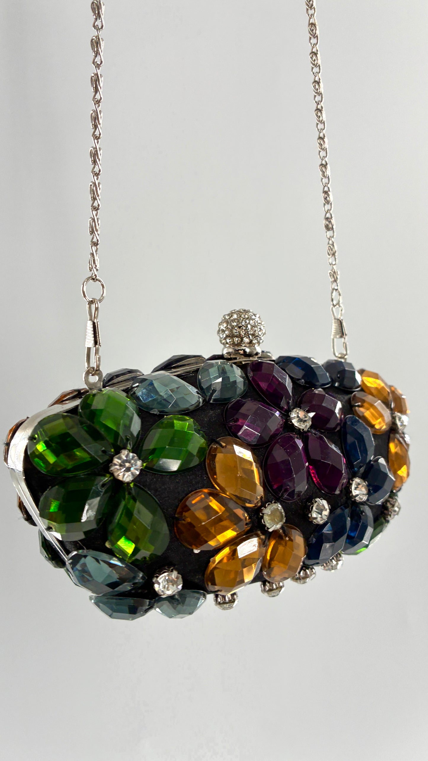 Vintage Black Clutch with Colorful Oversized Stones