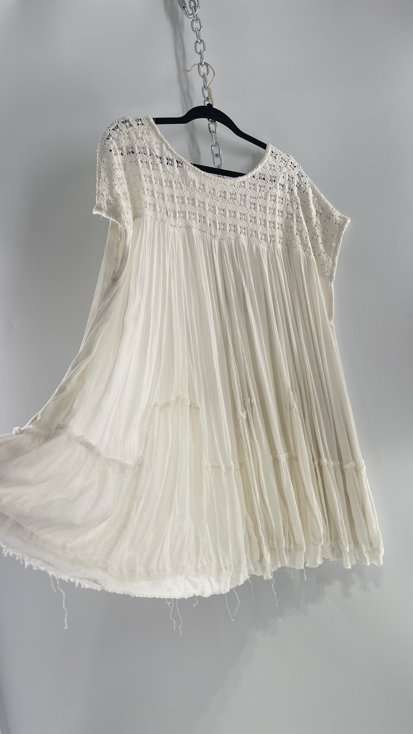 Free People White Cotton Voluminous T Shirt Dress (S)