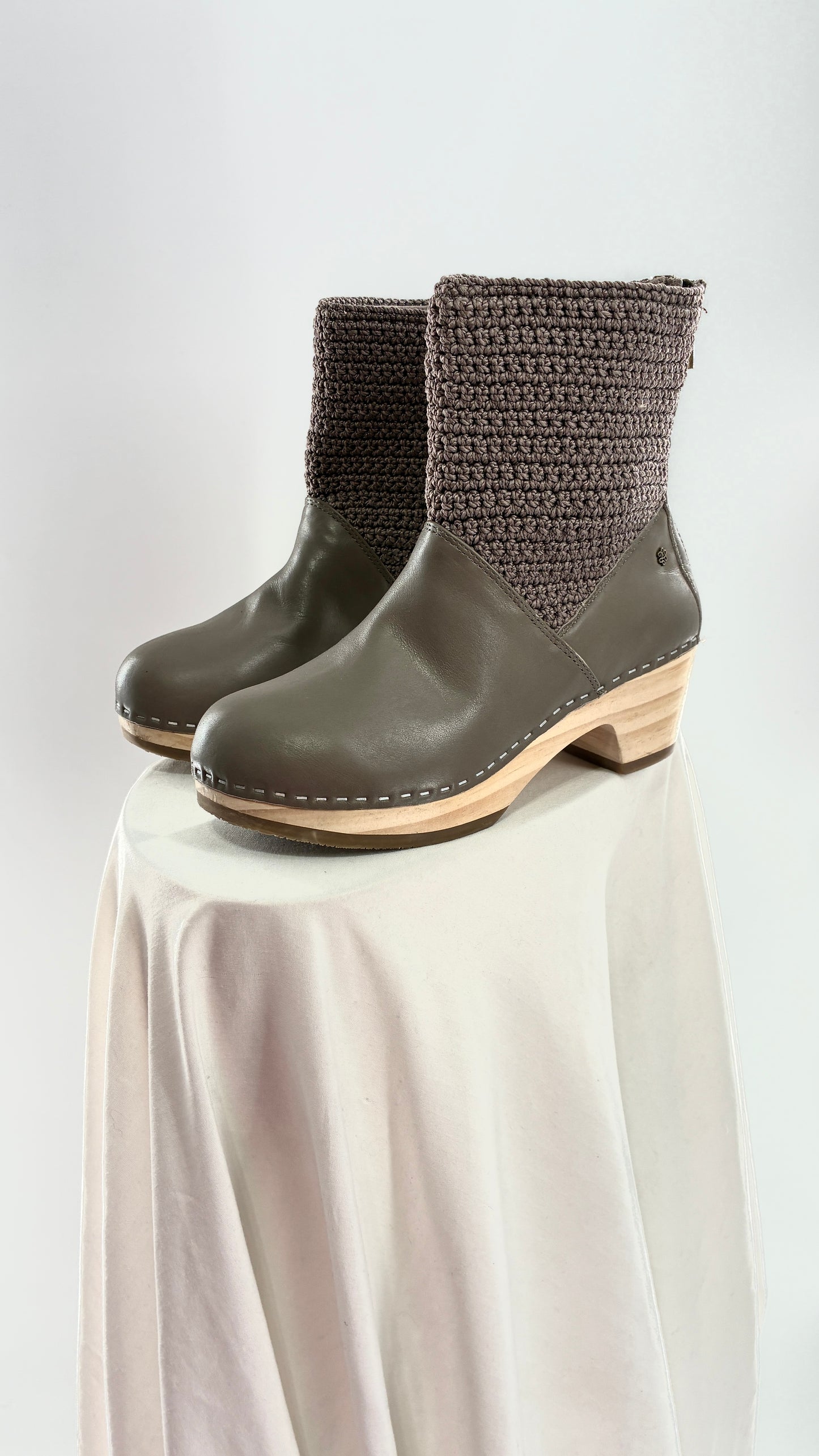 THE SAK Crochet and Leather Wooden Clog Boots (7)