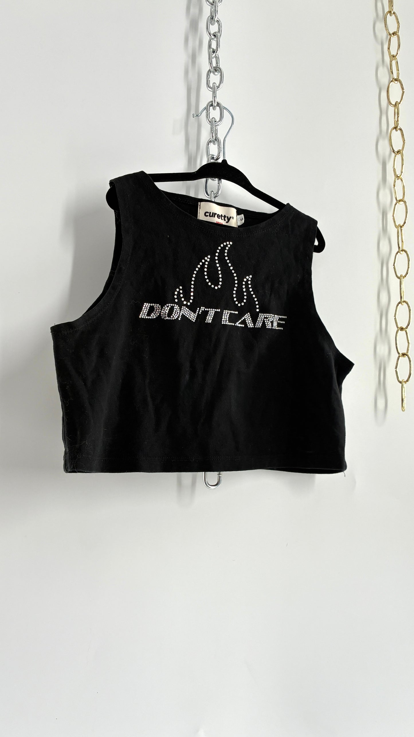 Vintage CURETTY SEOUL Rhinestone Don’t Care Crop (Small)