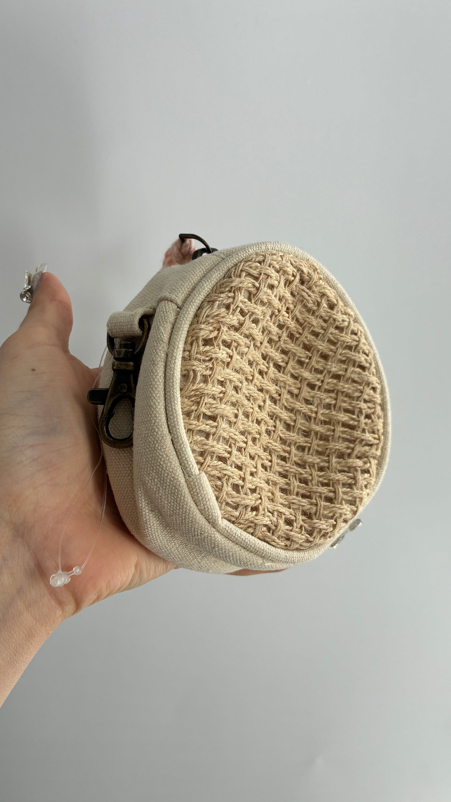 Free People Woven Round Coin Pouch with Tassel Detail
