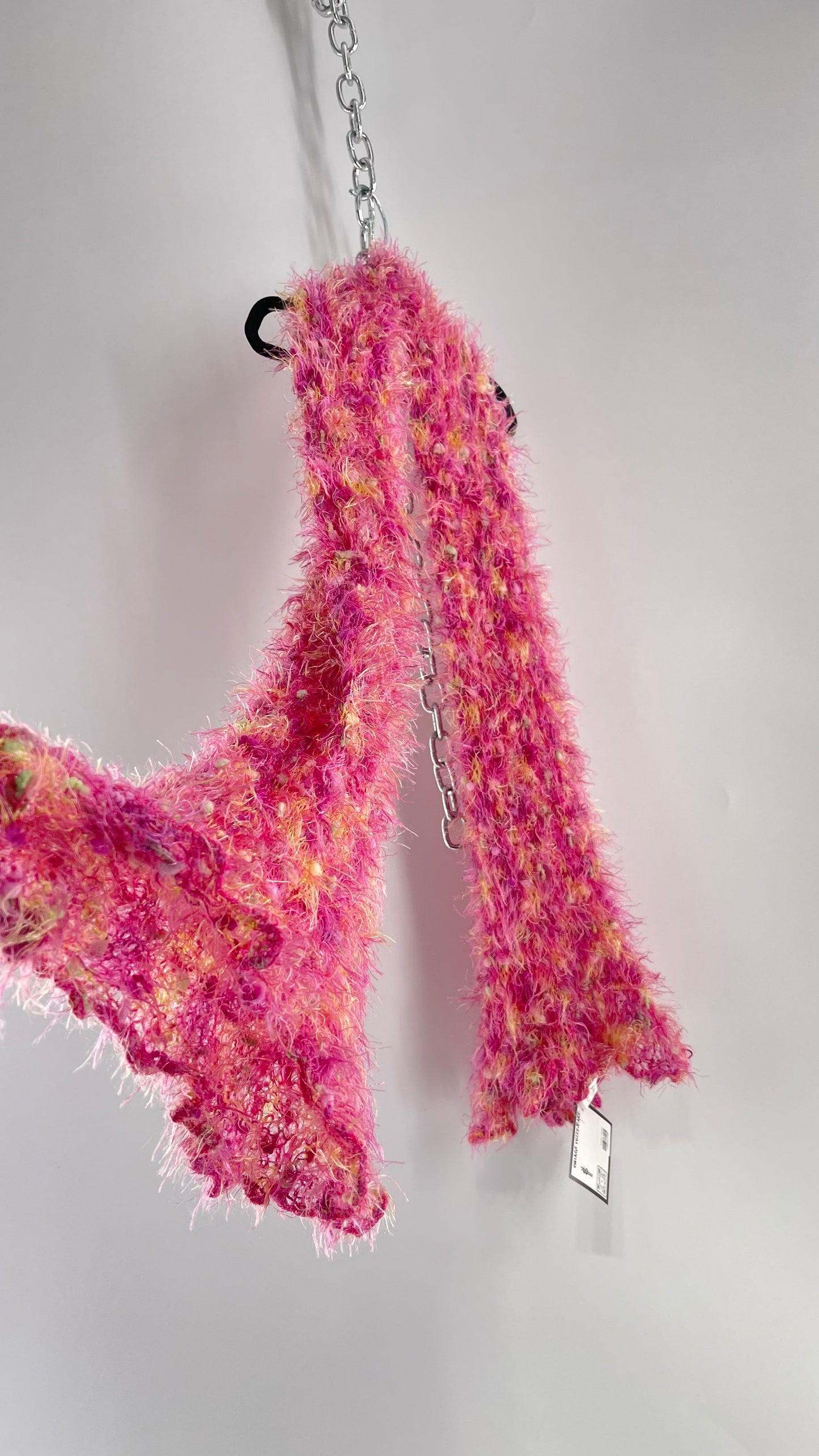 Vintage Pink Fuzzy Knit Scarf