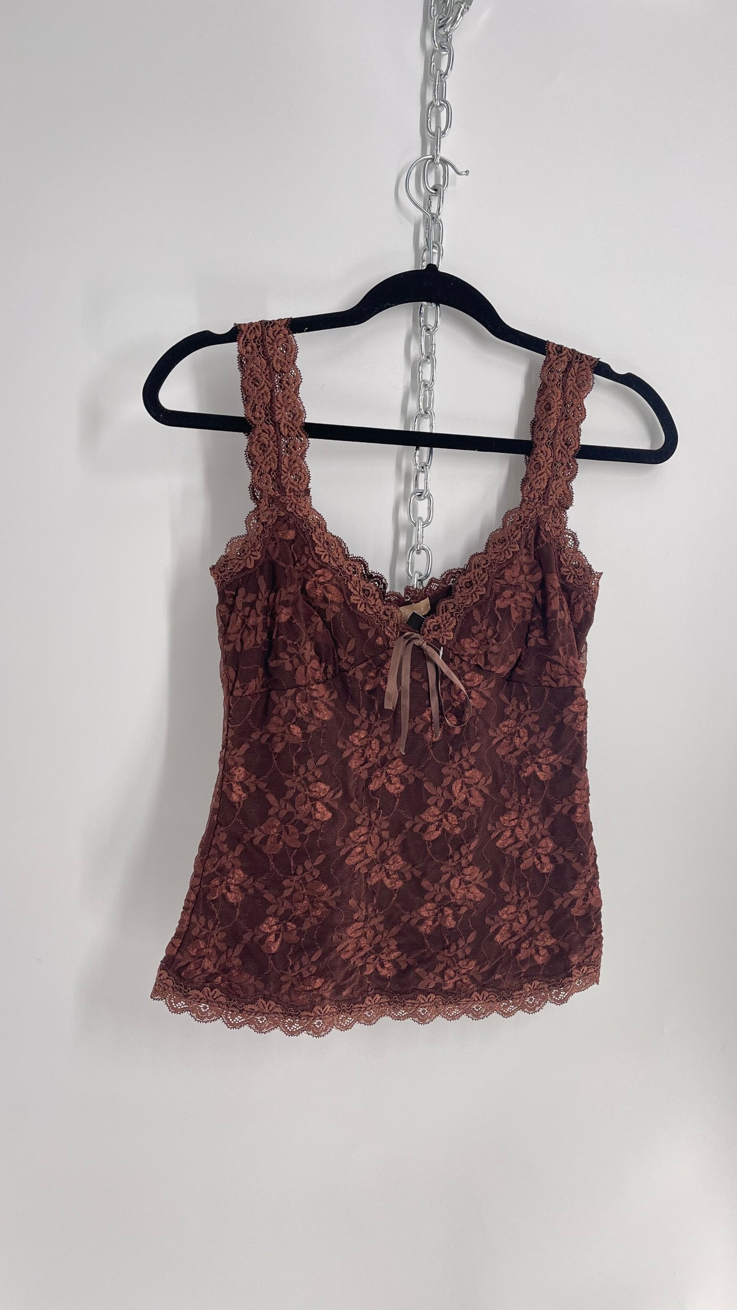 Vintage Twenty Brown Lace Tank  (Large)