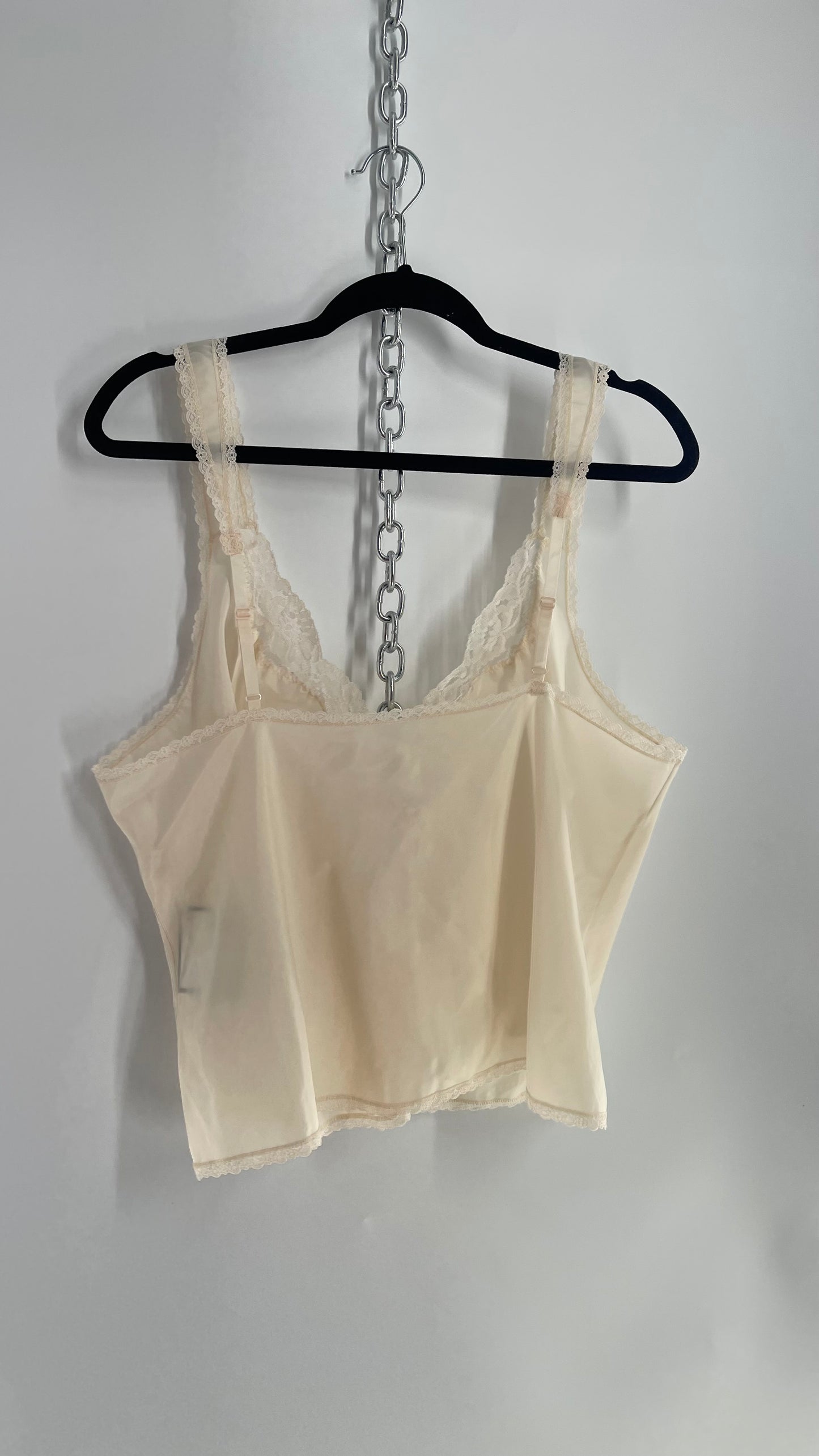 Vintage Lady Barbizon Waist Crop Lace Trim Tank (XL)