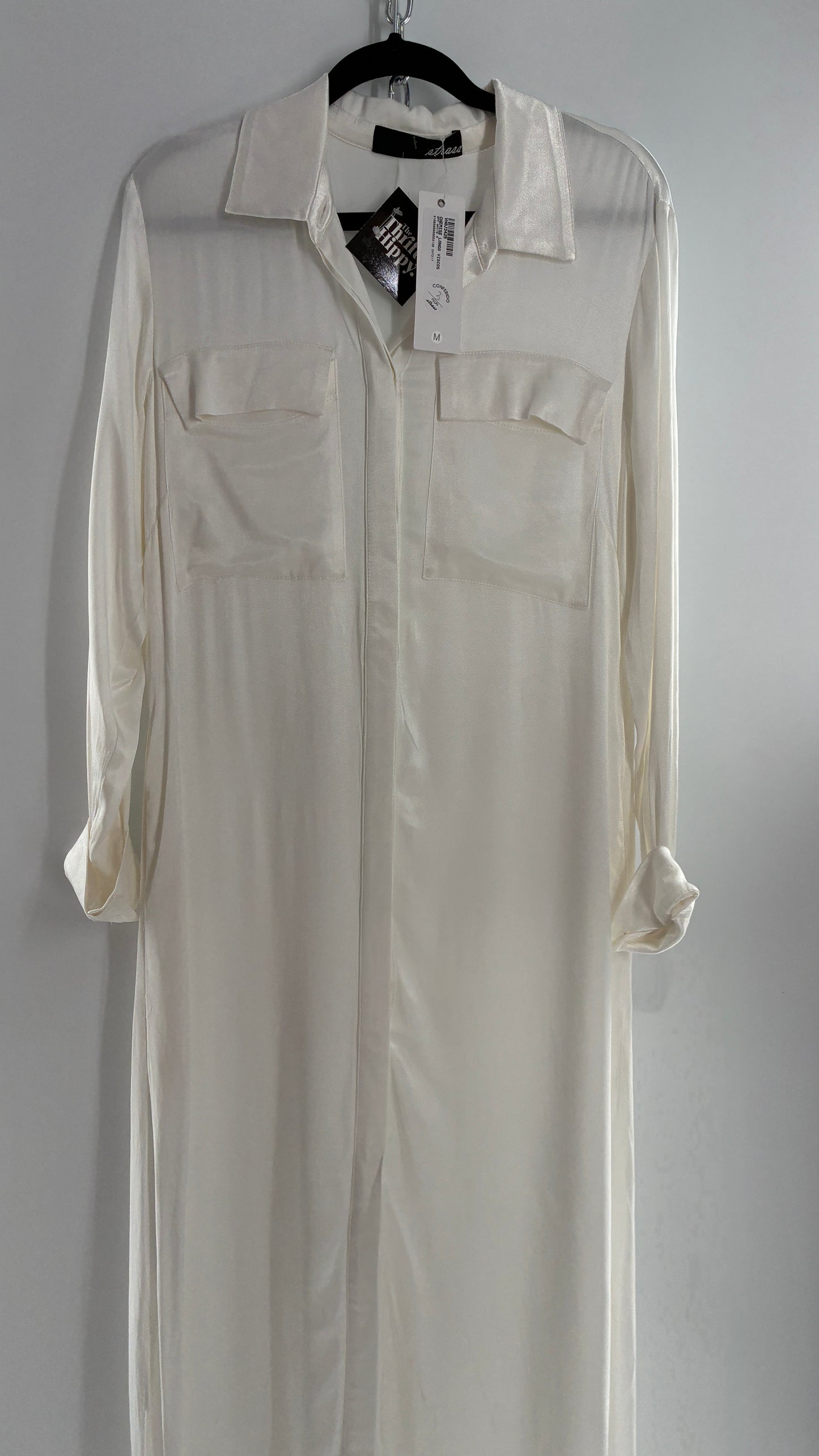 ST. BRAND BY STRASS White Button Up Style Dress with Tags Attached (Medium)