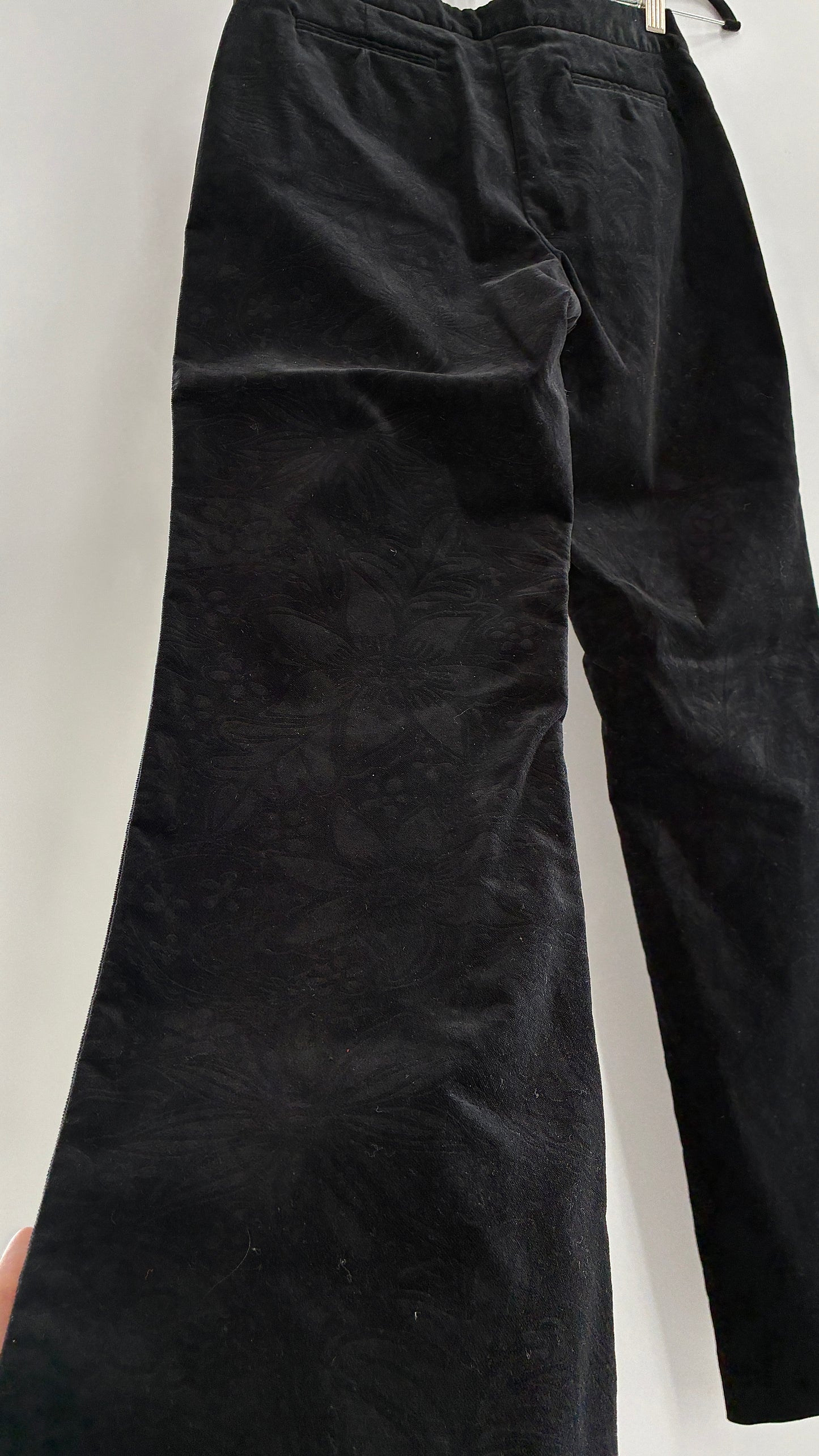 Deadstock Vintage 2000s Lilly Pulitzer Black Velvet Embossed Floral, Side Closure Pants (4)