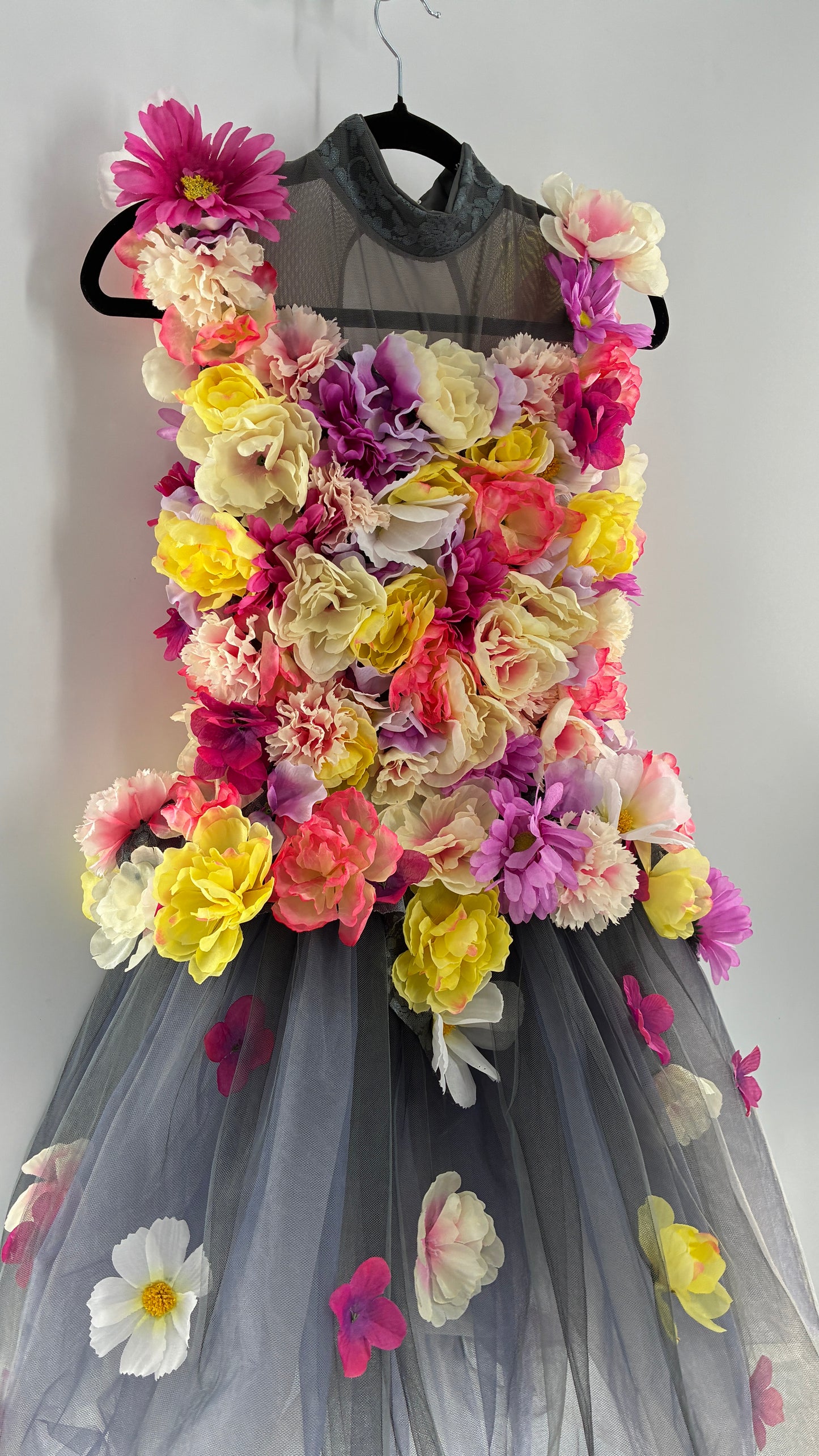 Floral Appliqué Abstract Display Mini Dress (S/M)