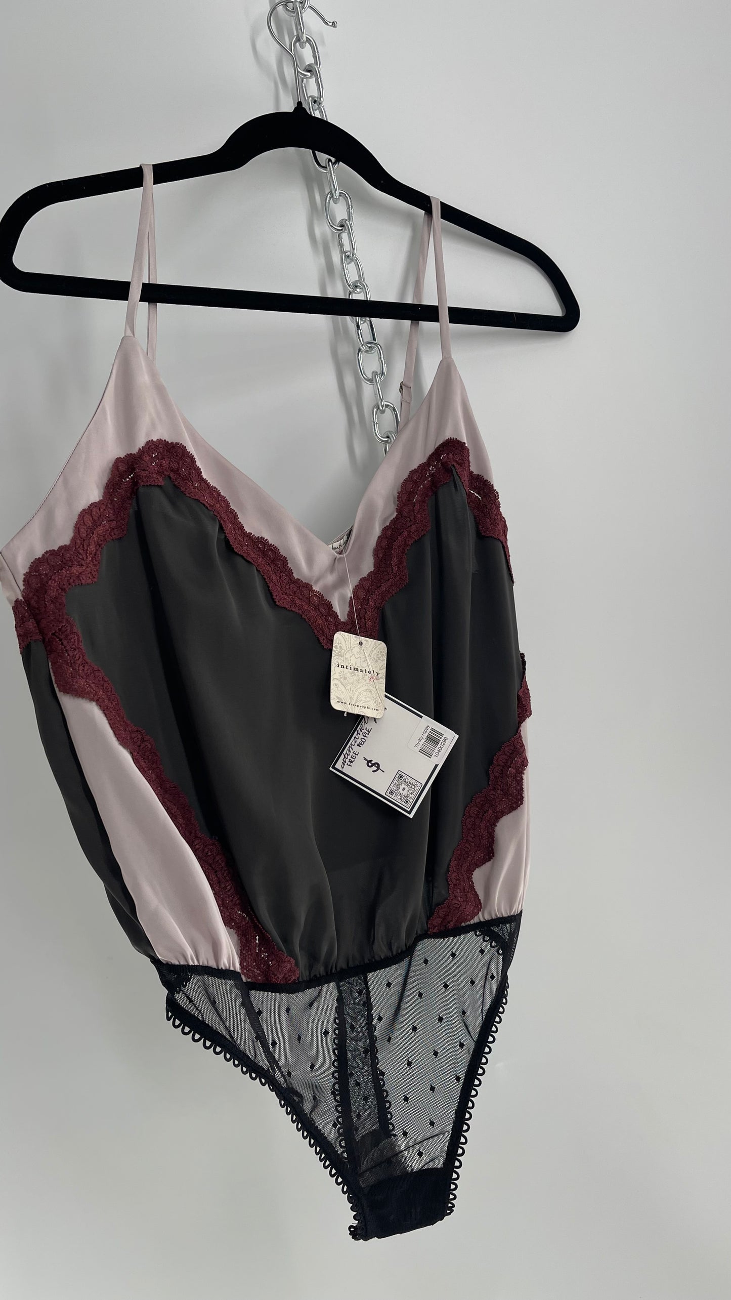 Intimately Free People Black, Burgundy, Lavender Silky Bodysuit with Tags Attached (Small)