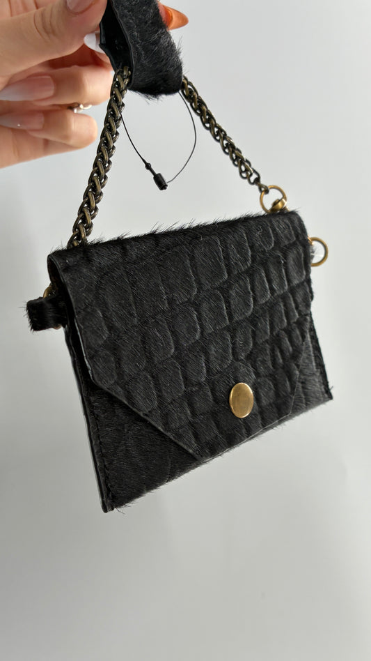 Free People Leather Belt Coin/Card Pouch with Brass Hardware