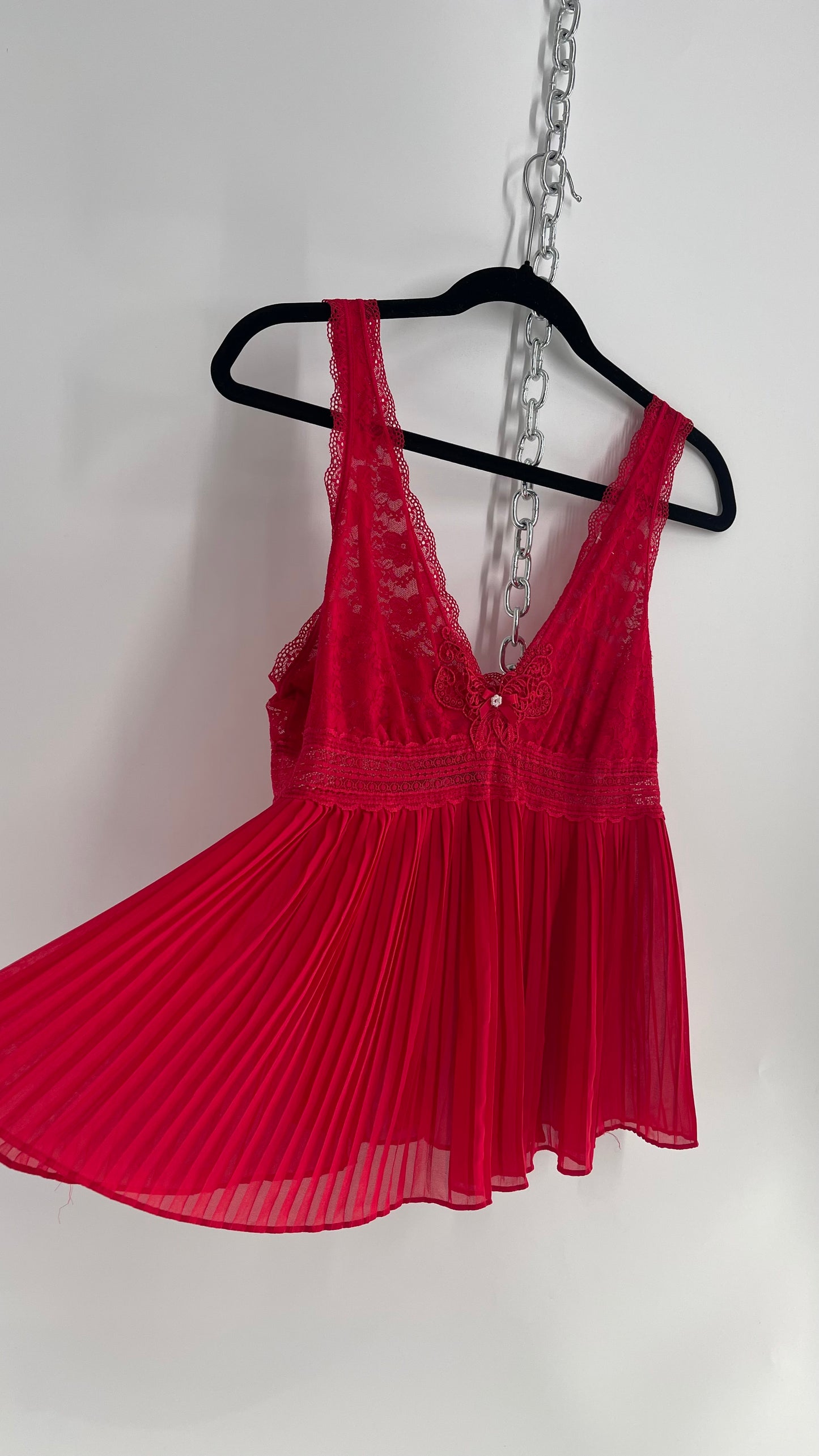 Vintage In Bloom Red Lace Babydoll Tank (Large)