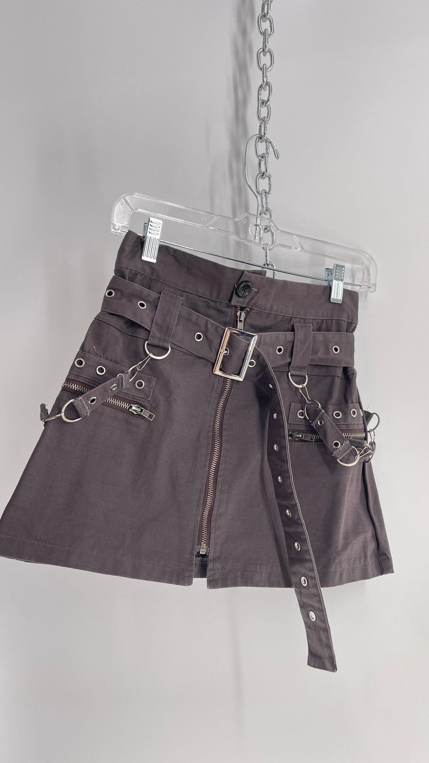 CARMAR LF Gray Grommet Belt, Chain, Studded Tactical Skirt (8)