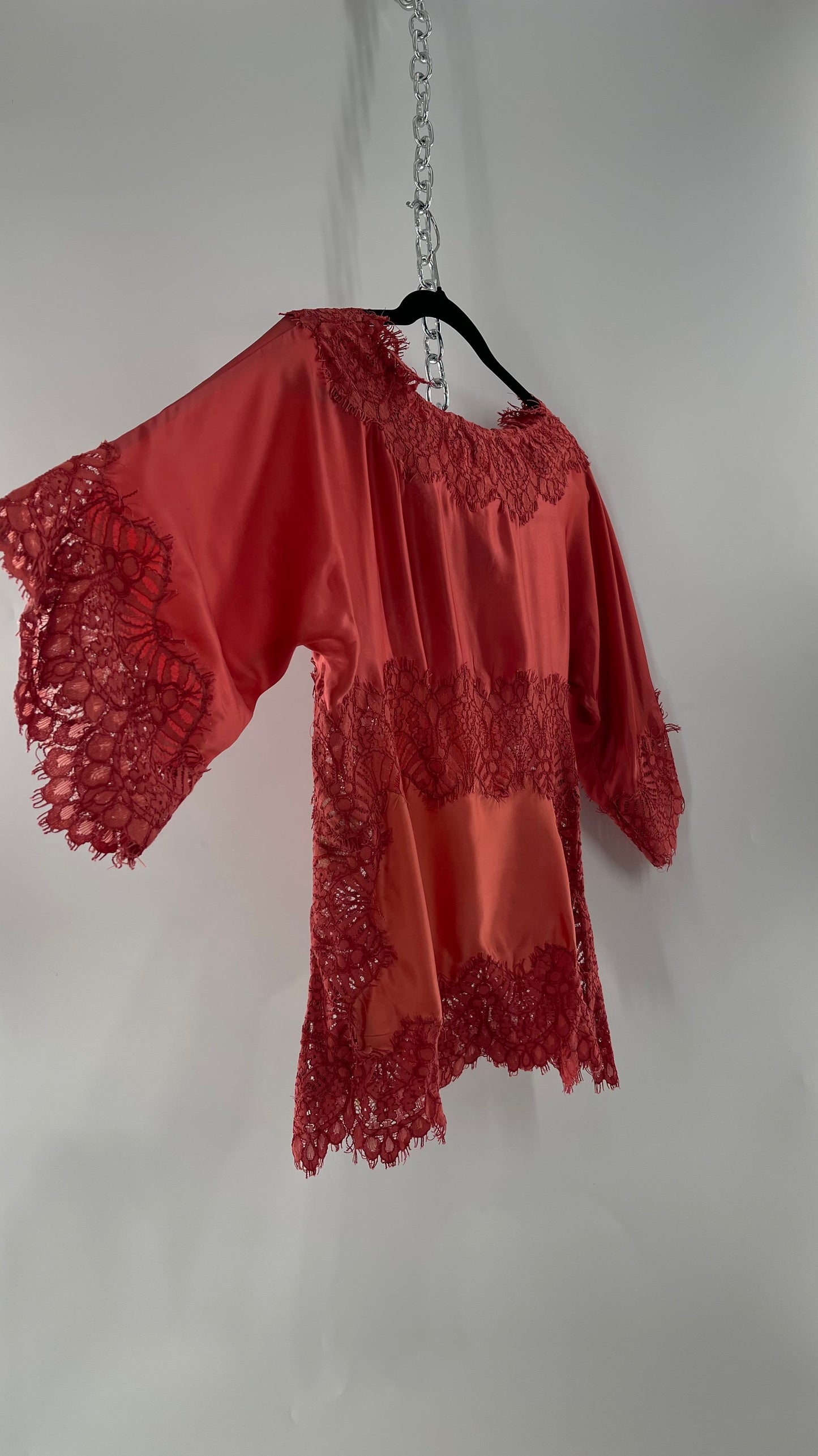 Moulinette Soeurs Vetements Silky Blouse with Thick Scalloped Lace Trim (XS)