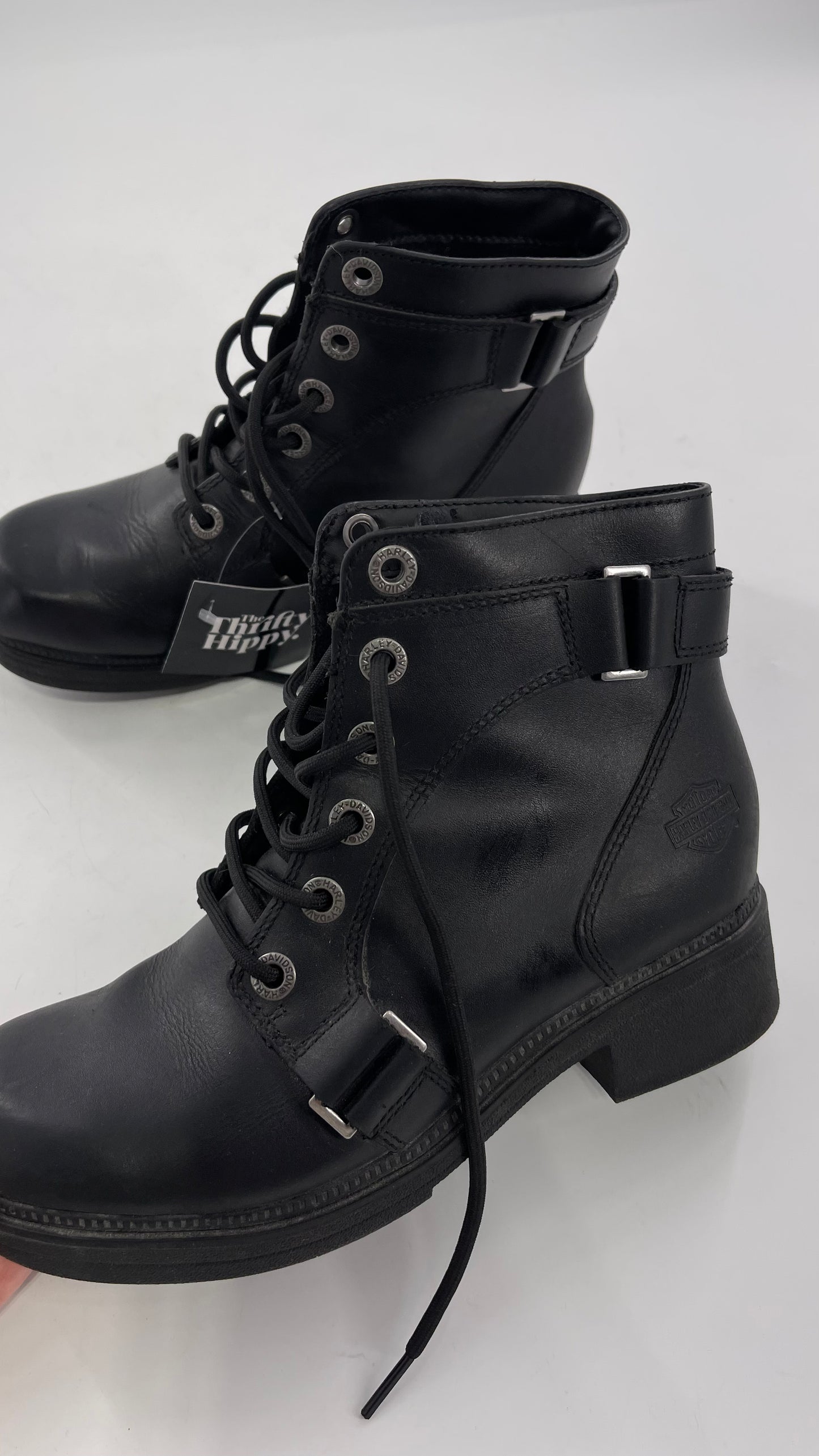 Harley Davidson Black Leather Combat Boots (8.5)