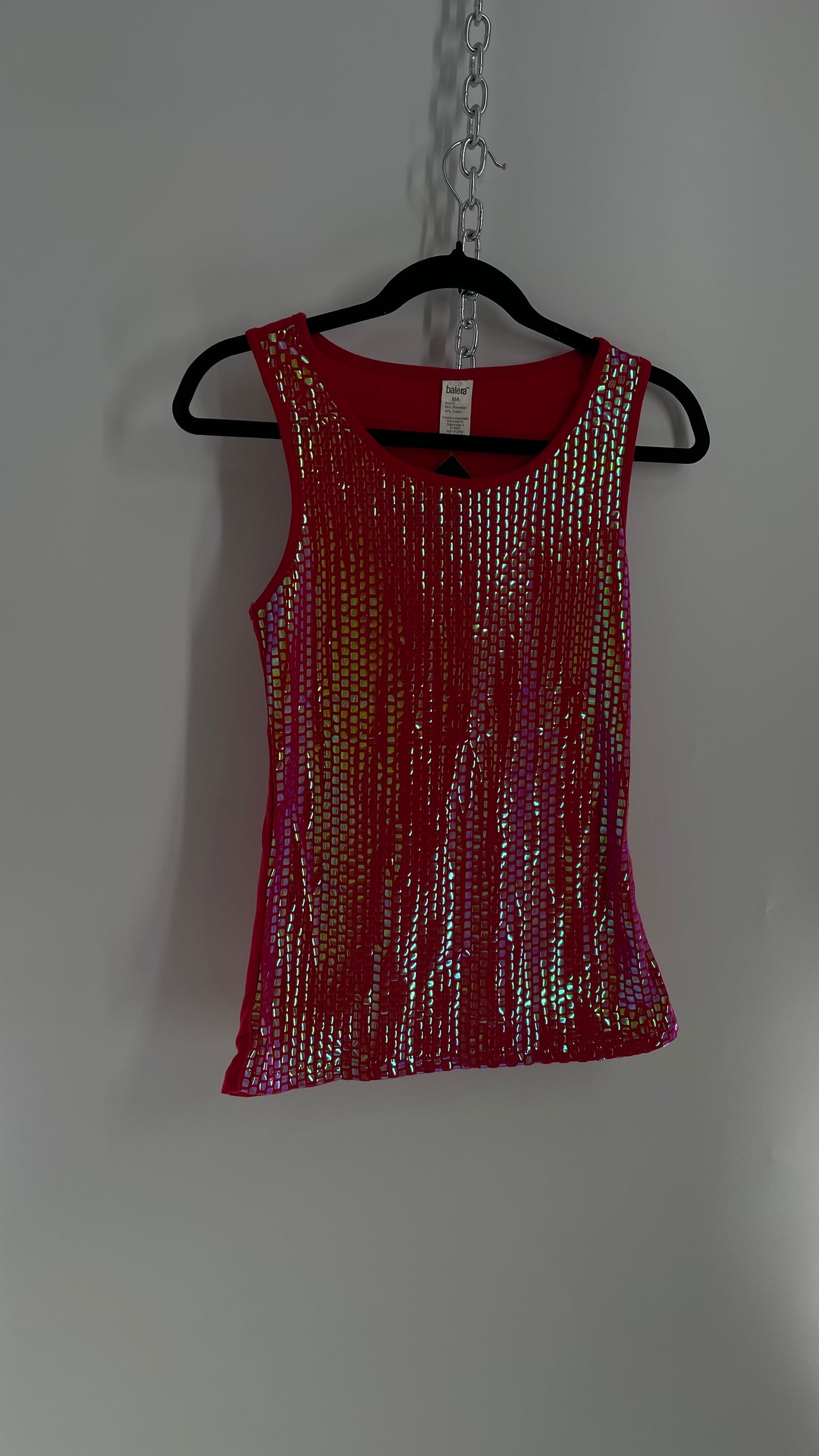 Vintage 1990s Red Iridescent Sequin Tank (S/M)