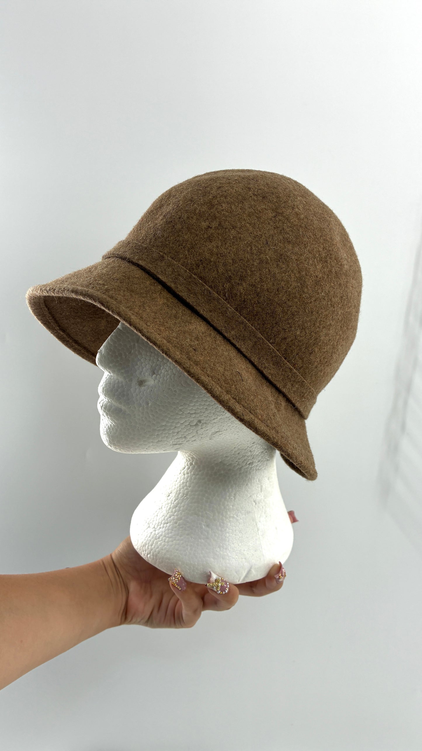 Vintage KATHY JEANNE Millinery 100% Wool Hat with Floral Rosette Appliqué