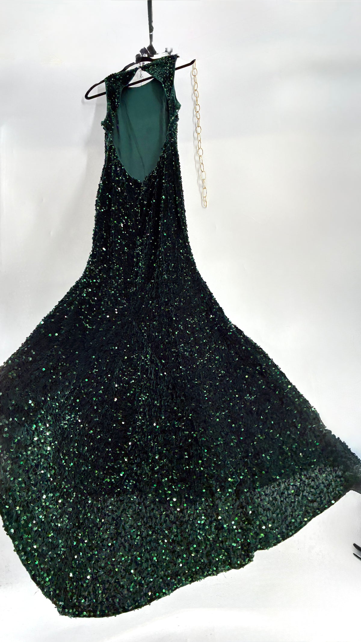 FAERIESTY Elegant Round Neck Sleeveless Sequin Mermaid Dress (XL)