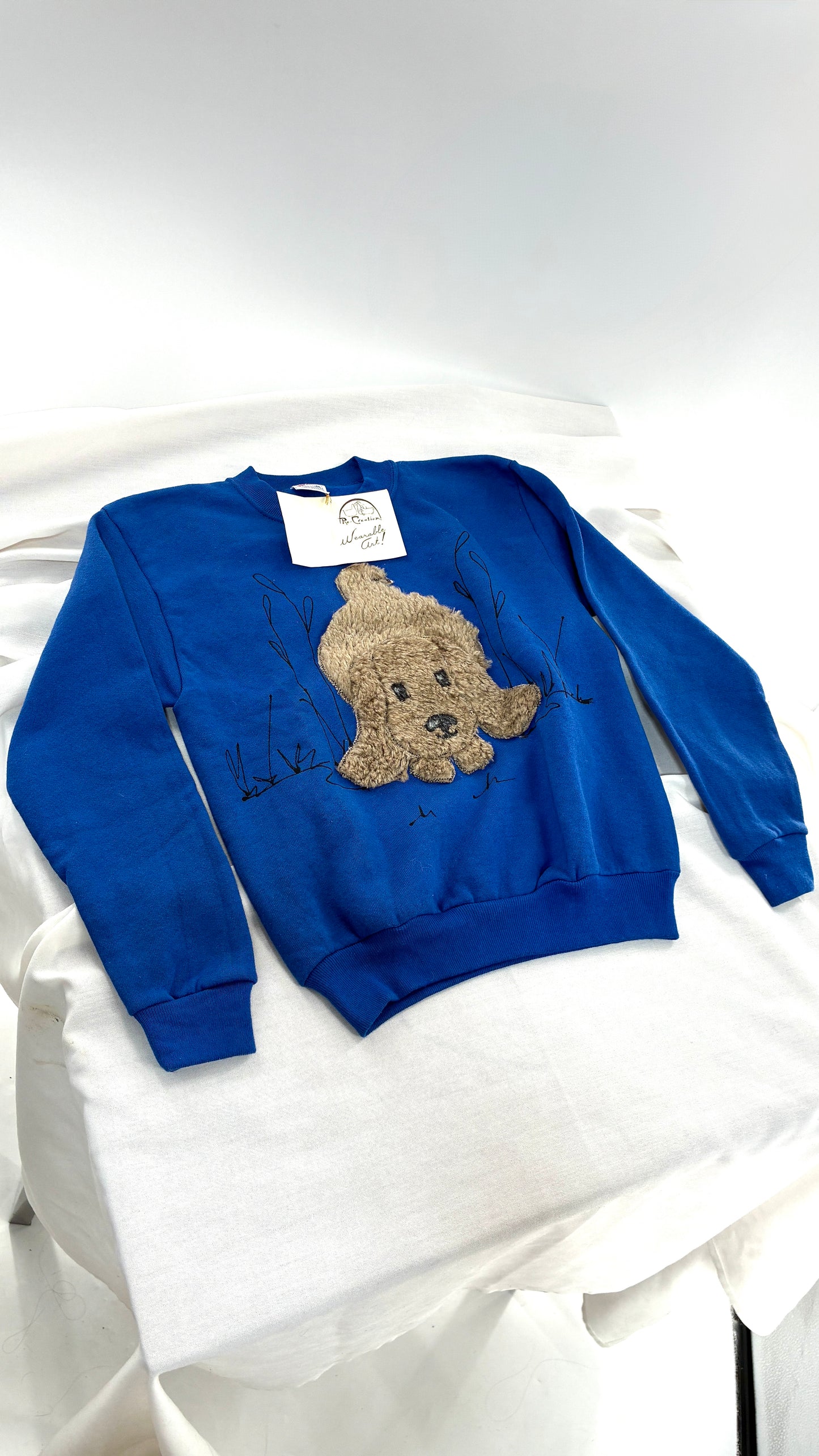 Deadstock Vintage RECREATION Hand Painted Kid’s Crewneck with Handwritten Tag (M 10/12)